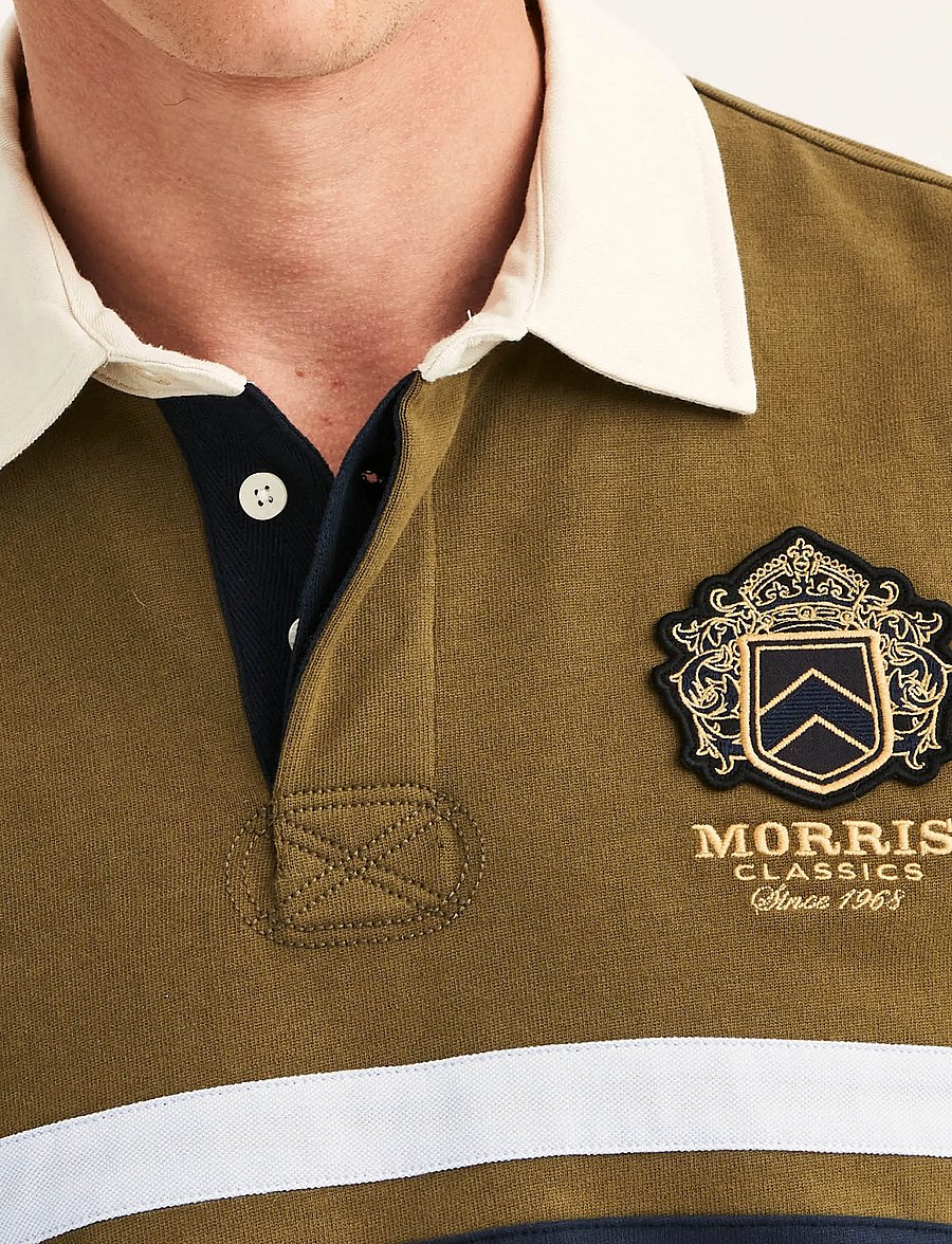 Morris - Harold Rugger - långärmade stickade pikétröjor - olive - 5