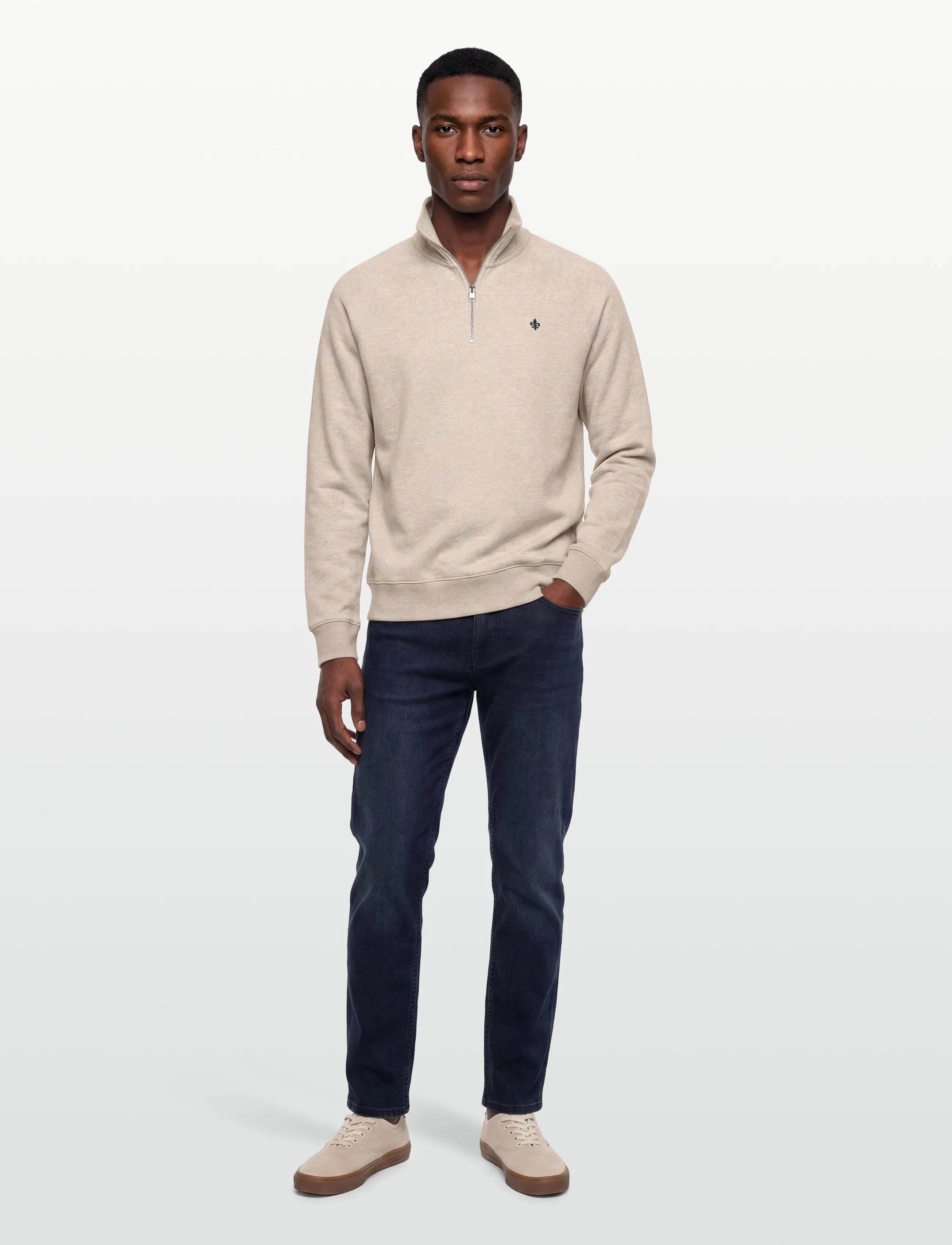 Morris Maryon Half Zip Sweatshirt, XXL, Cream, Strik > Trøjer Med Halv Lynlås, Herre