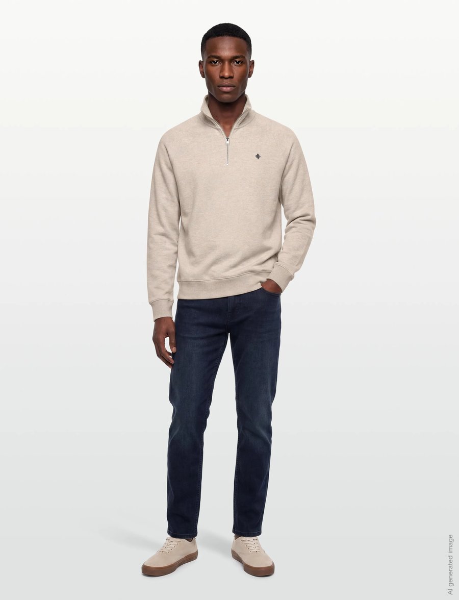 Morris - Maryon Half Zip Sweatshirt - sweatshirts - khaki - 0