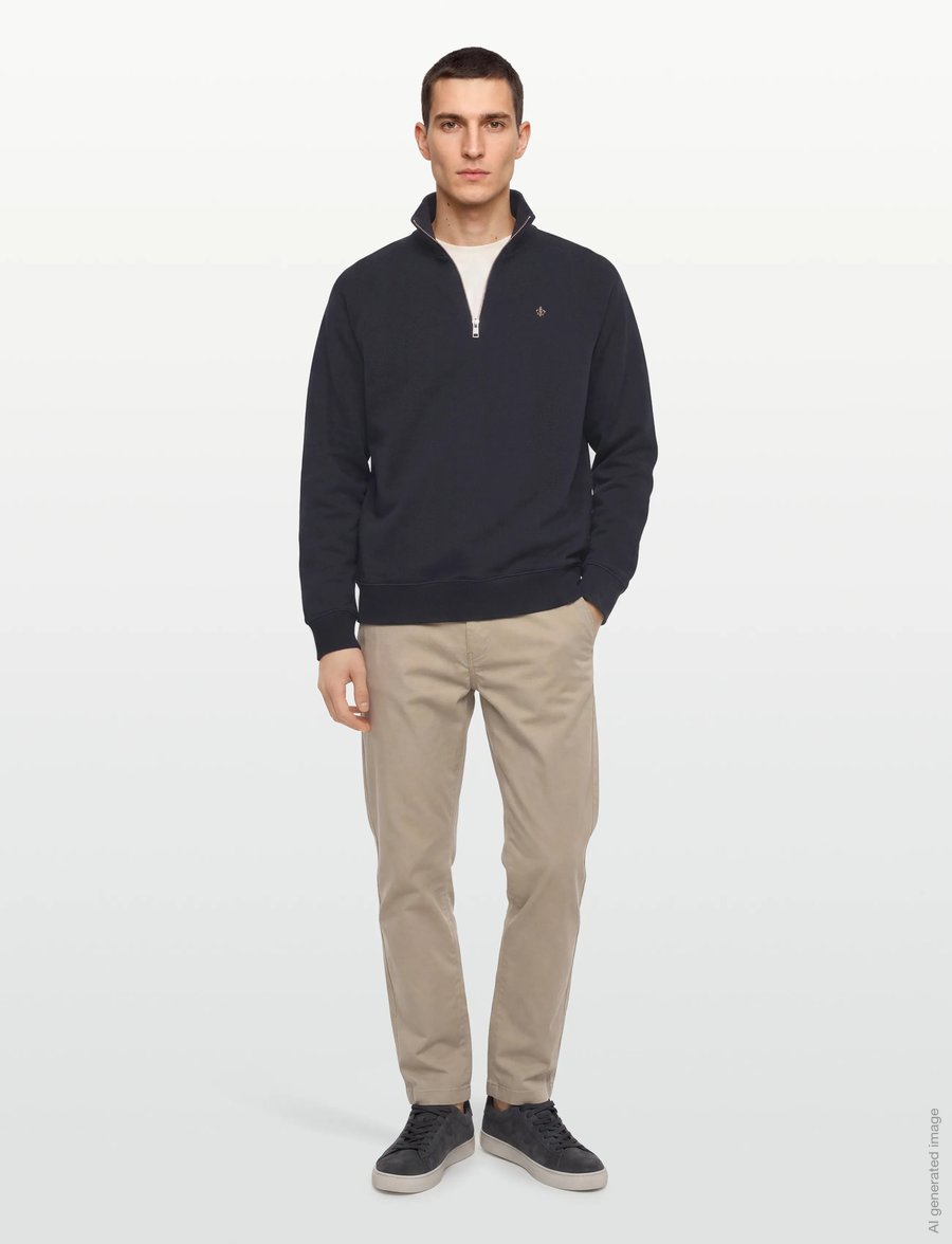 Morris - Maryon Half Zip Sweatshirt - sweatshirts - old blue - 0