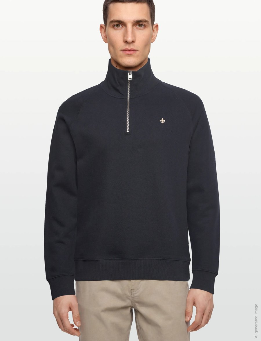 Morris - Maryon Half Zip Sweatshirt - sweatshirts - old blue - 3