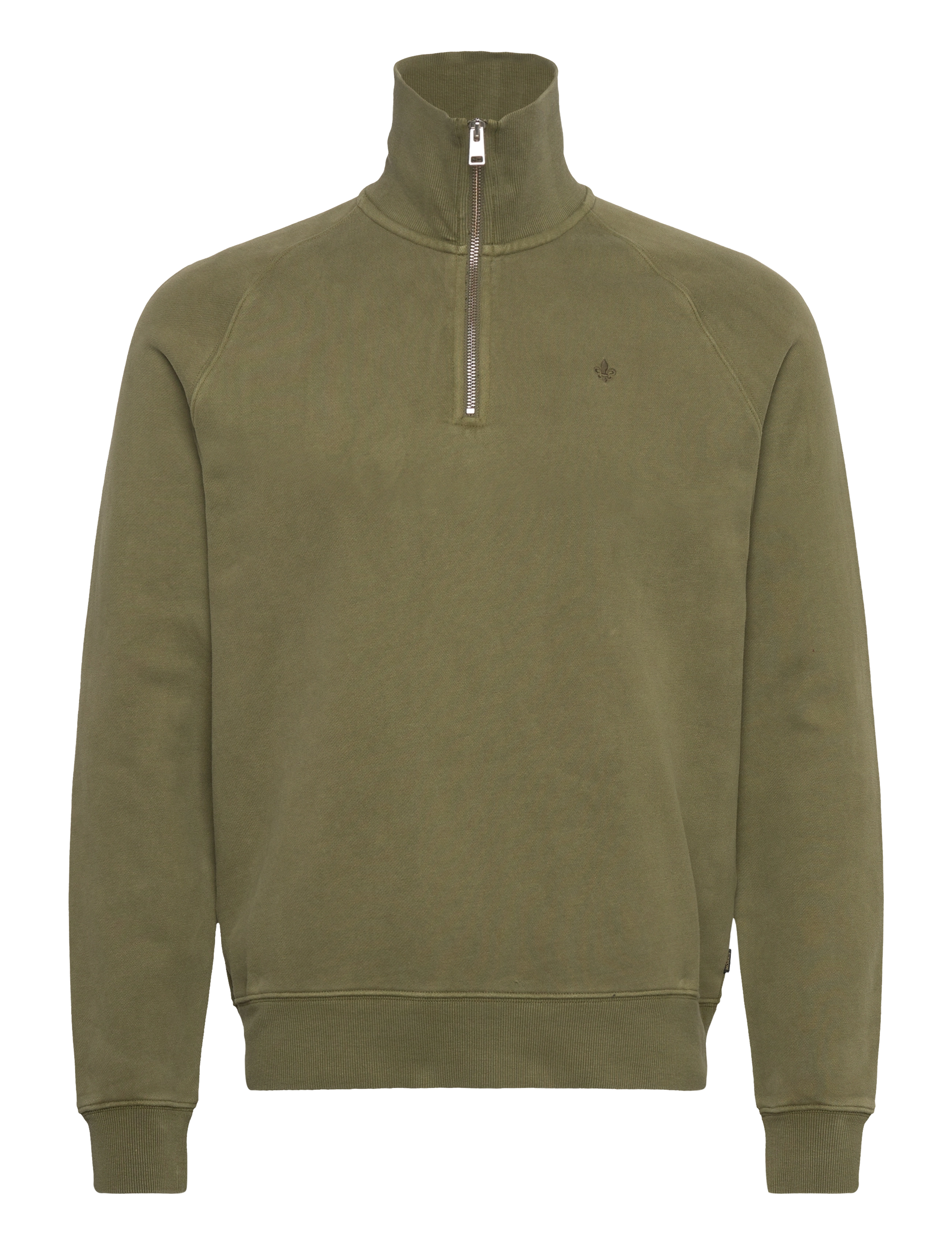 Morris Maryon Half Zip Washed Sweatshirt - Sweatshirts - OLIVE / green
