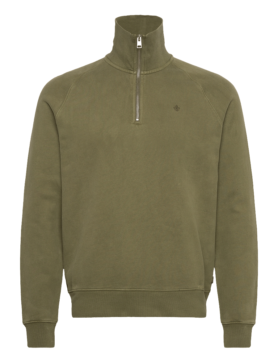 Morris - Maryon Half Zip Washed Sweatshirt - nach anlass kaufen - olive - 0