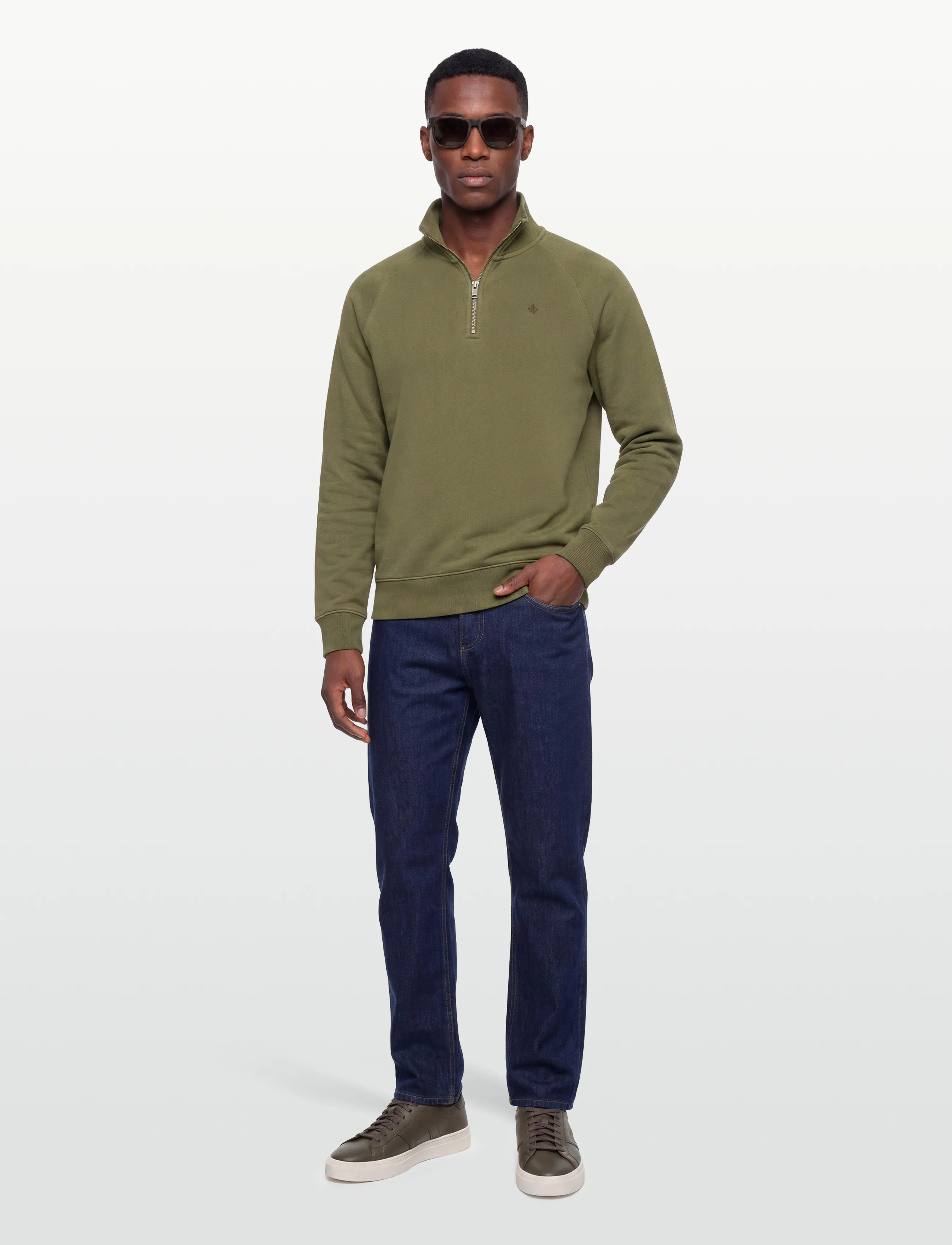 Morris Maryon Half Zip Washed Sweatshirt, XS, Sweatshirts & Hoodies, Grün - Sweatshirts, Männerswear
