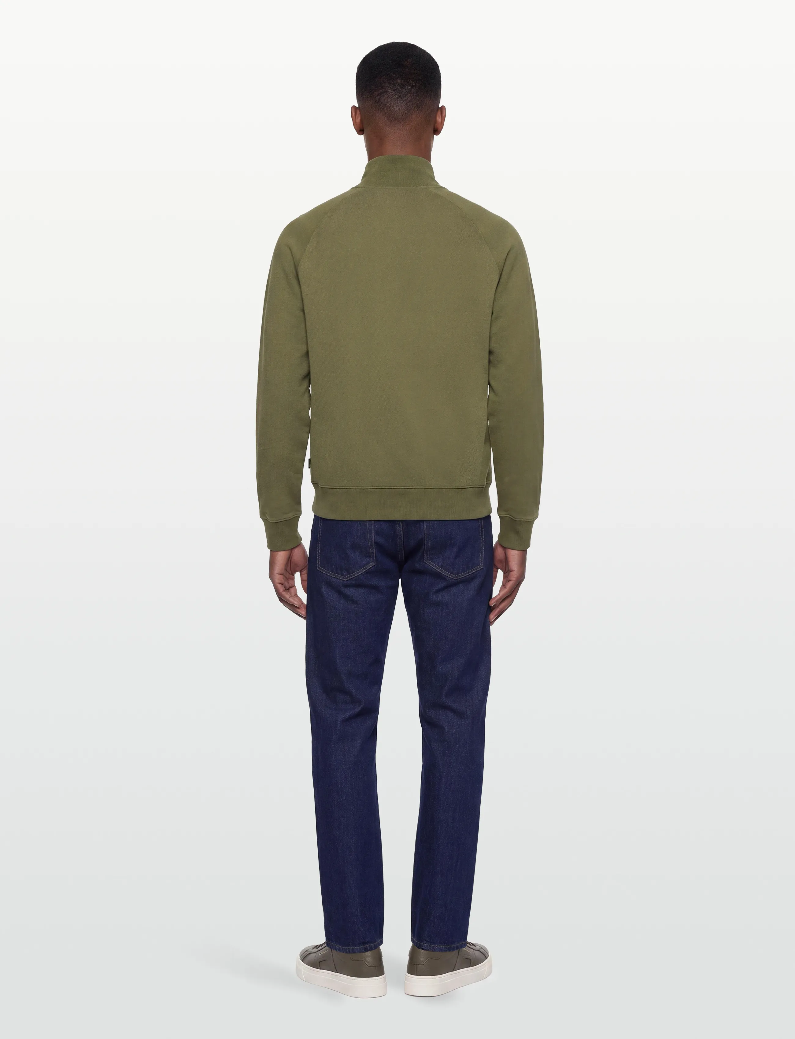 Morris - Maryon Half Zip Washed Sweatshirt - sweatshirts - olive - 5