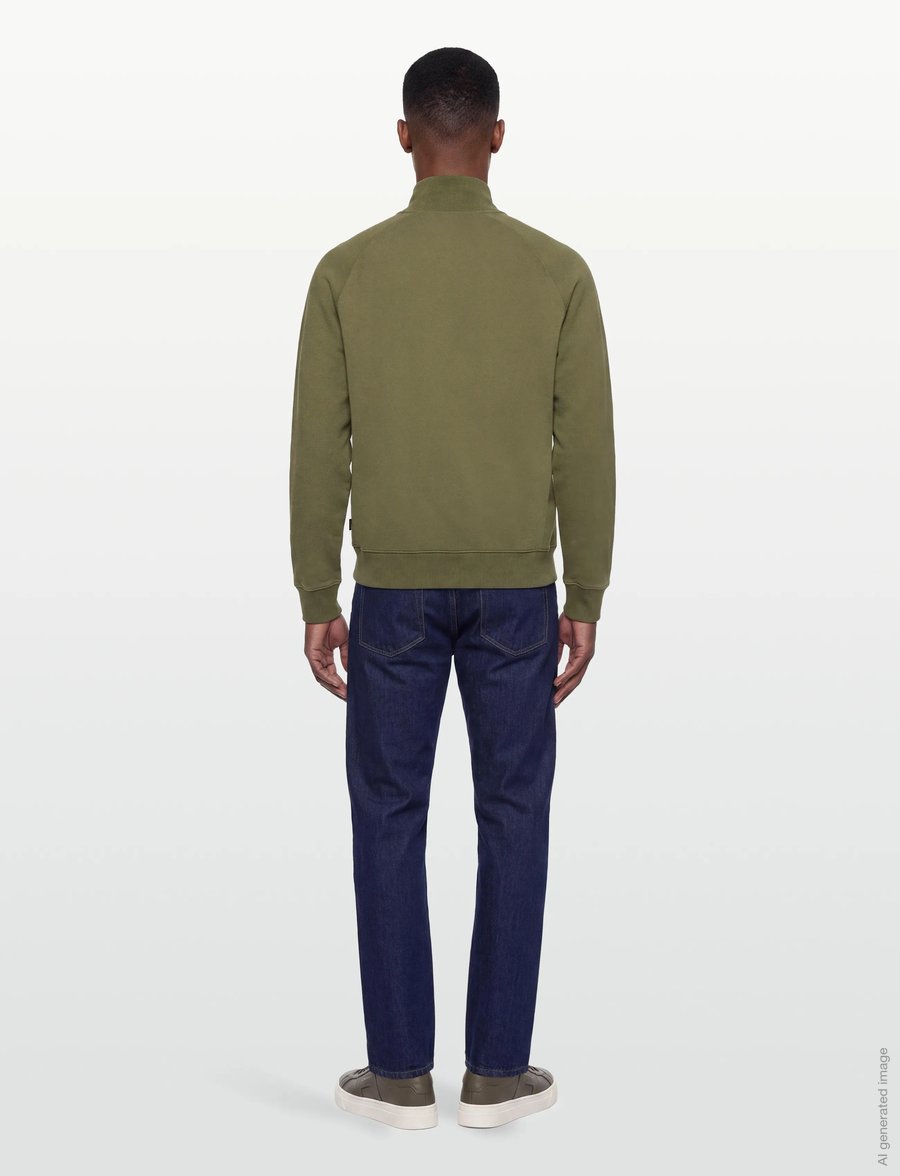 Morris - Maryon Half Zip Washed Sweatshirt - sweatshirts - olive - 5