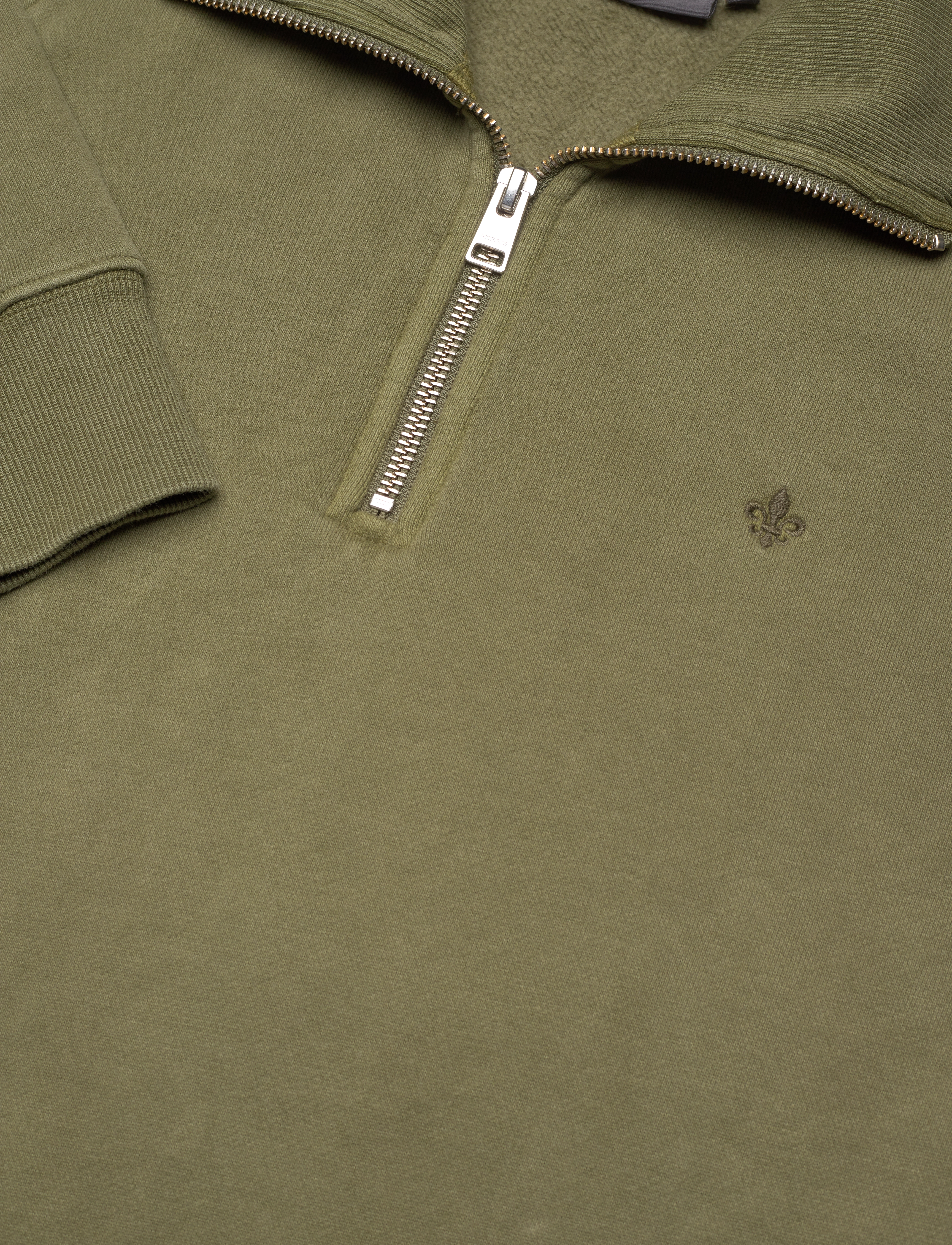 Morris - Maryon Half Zip Washed Sweatshirt - sweatshirts - olive - 3