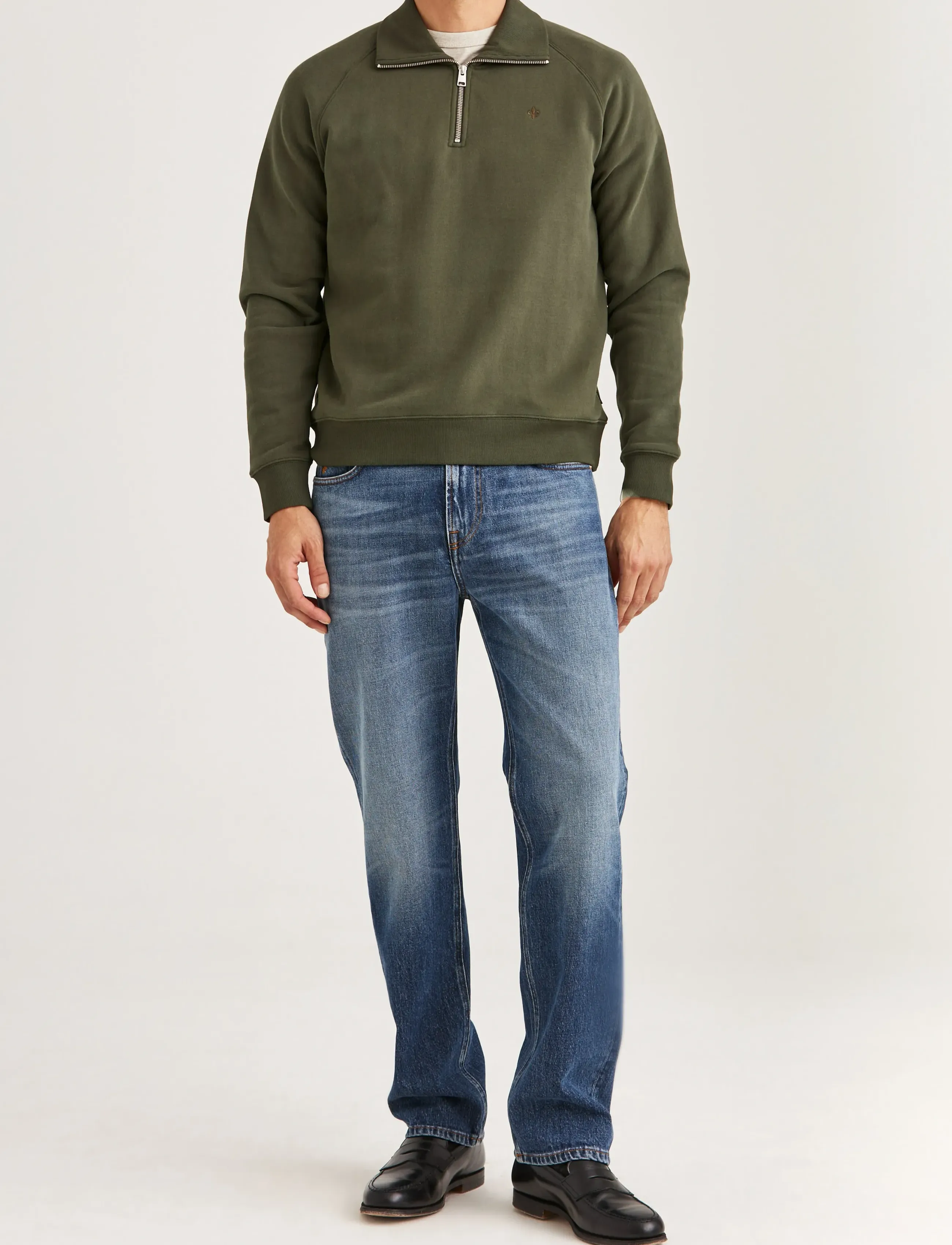 Morris - Maryon Half Zip Sweatshirt - dressipluusid - olive - 3