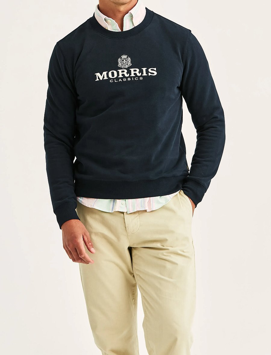 Morris - Brian Logo Crew Neck Sweatshirt - shop efter anledning - old blue - 0