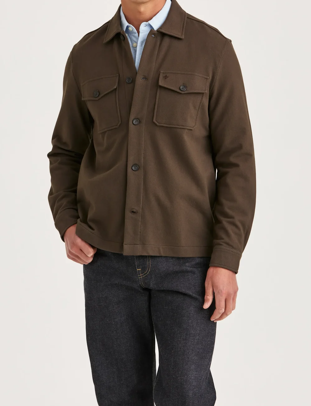 Morris - Andrew Jersey Overshirt - light jackets - brown - 0