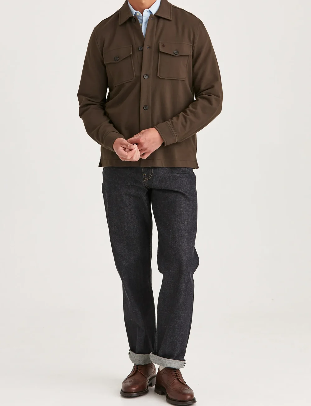 Morris - Andrew Jersey Overshirt - light jackets - brown - 3