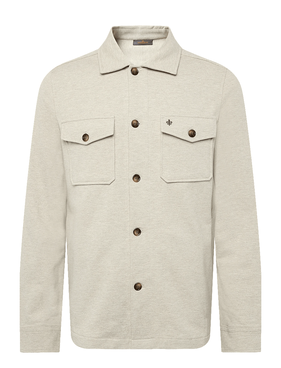 Morris - Andrew Piqué Jersey Overshirt - sügisjoped - khaki - 1