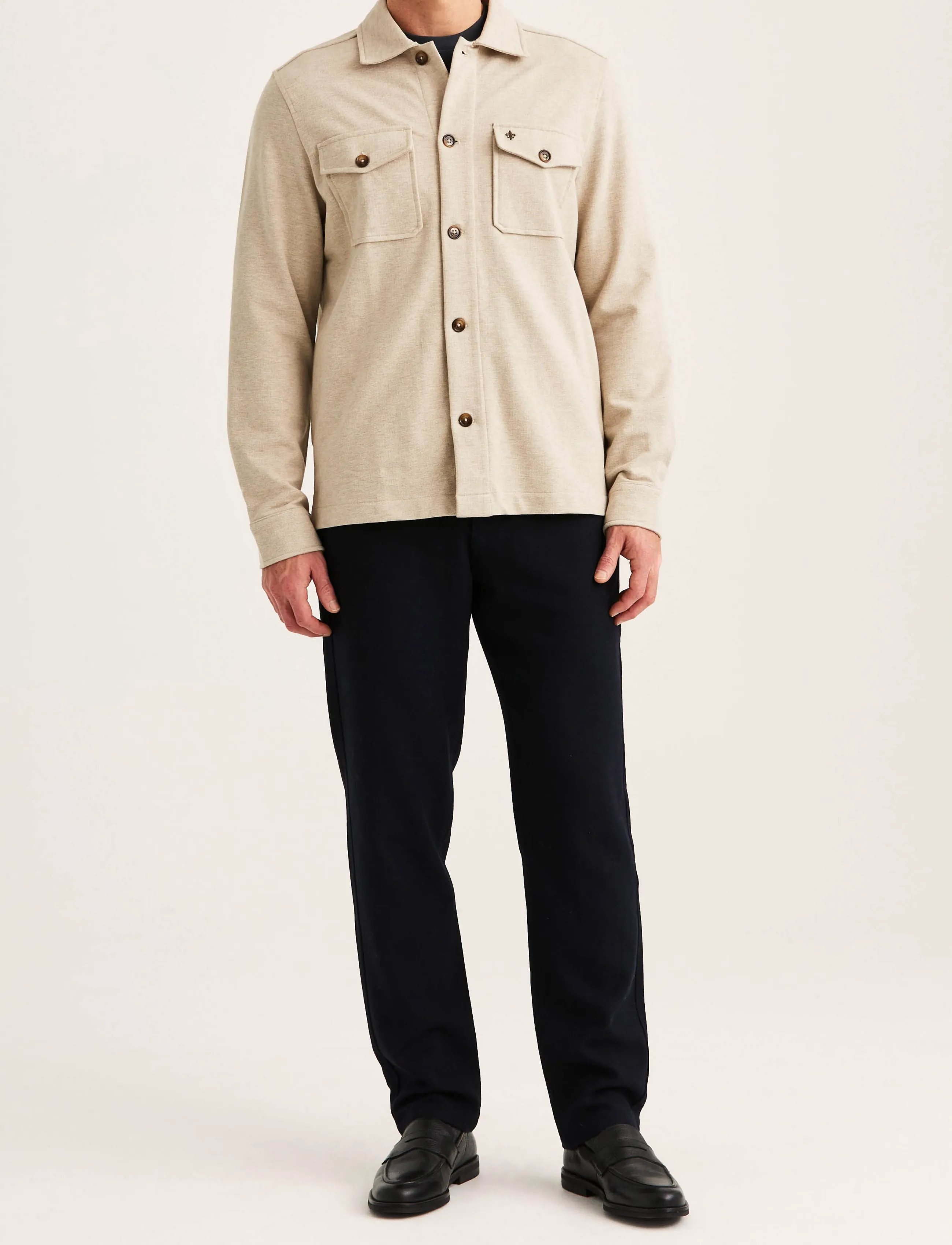 Morris - Andrew Piqué Jersey Overshirt - sügisjoped - khaki - 3