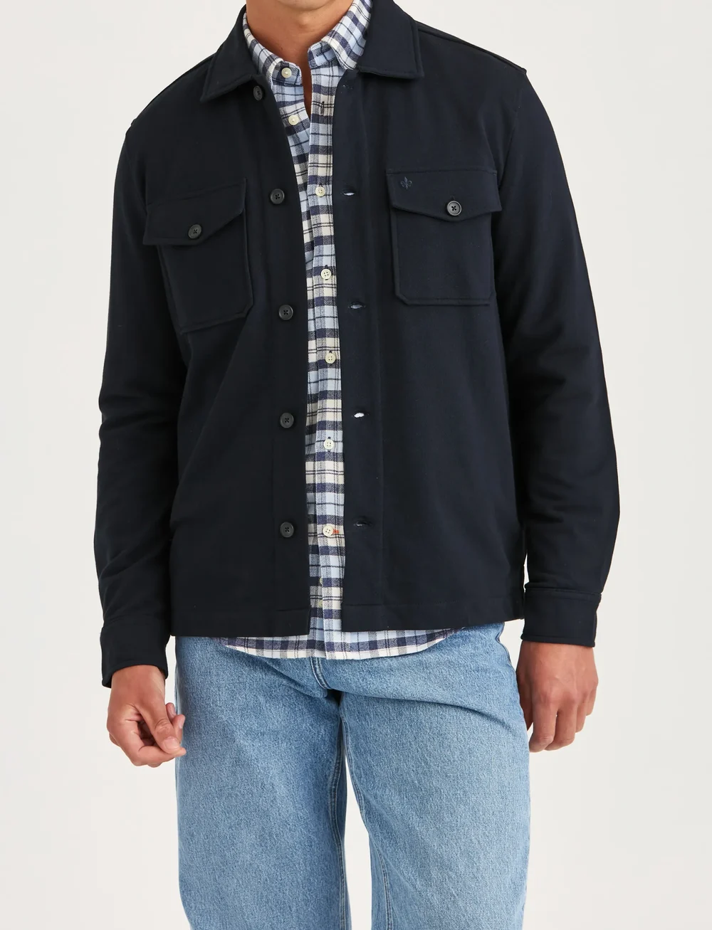 Morris - Andrew Jersey Overshirt - light jackets - old blue - 0