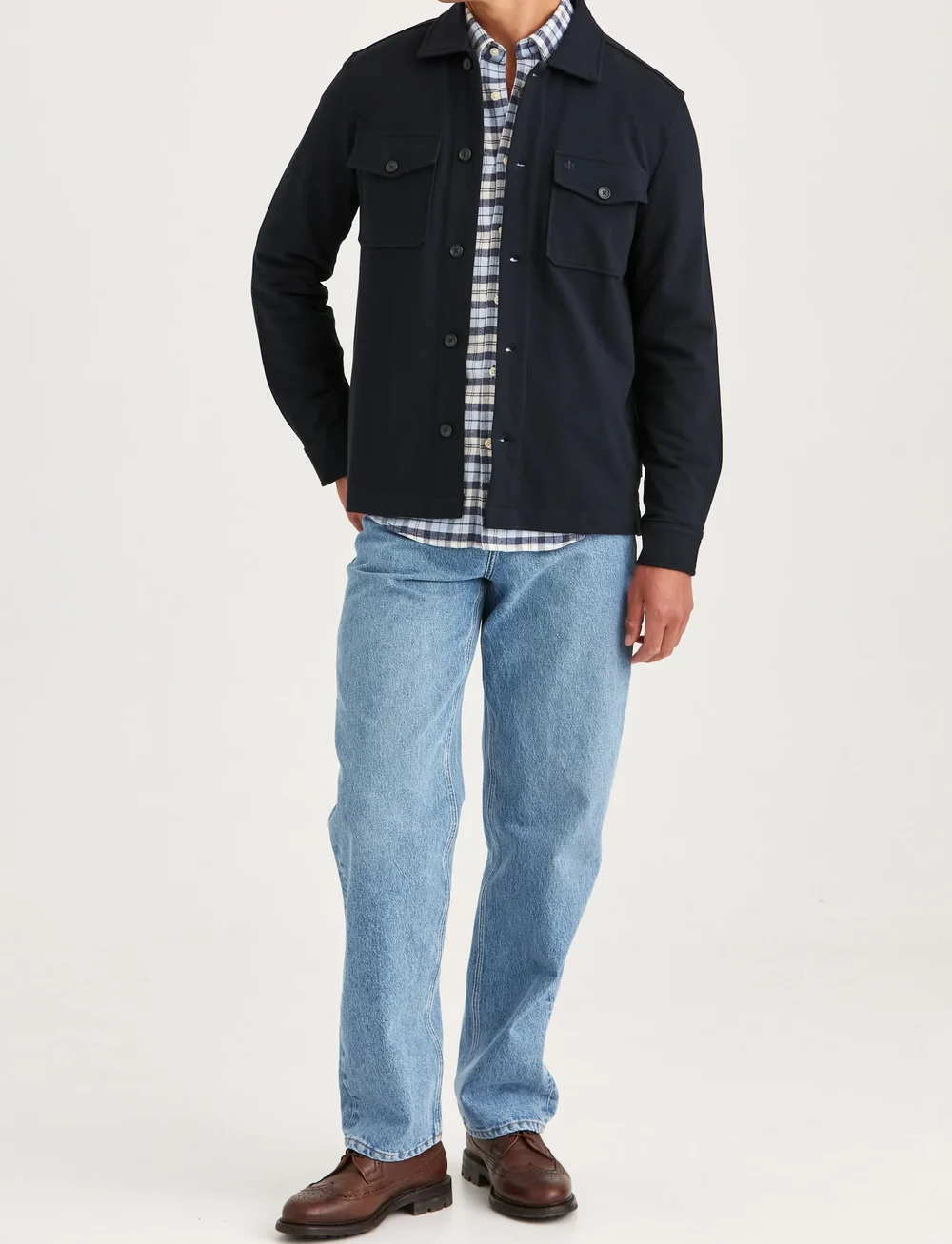 Morris - Andrew Jersey Overshirt - light jackets - old blue - 3