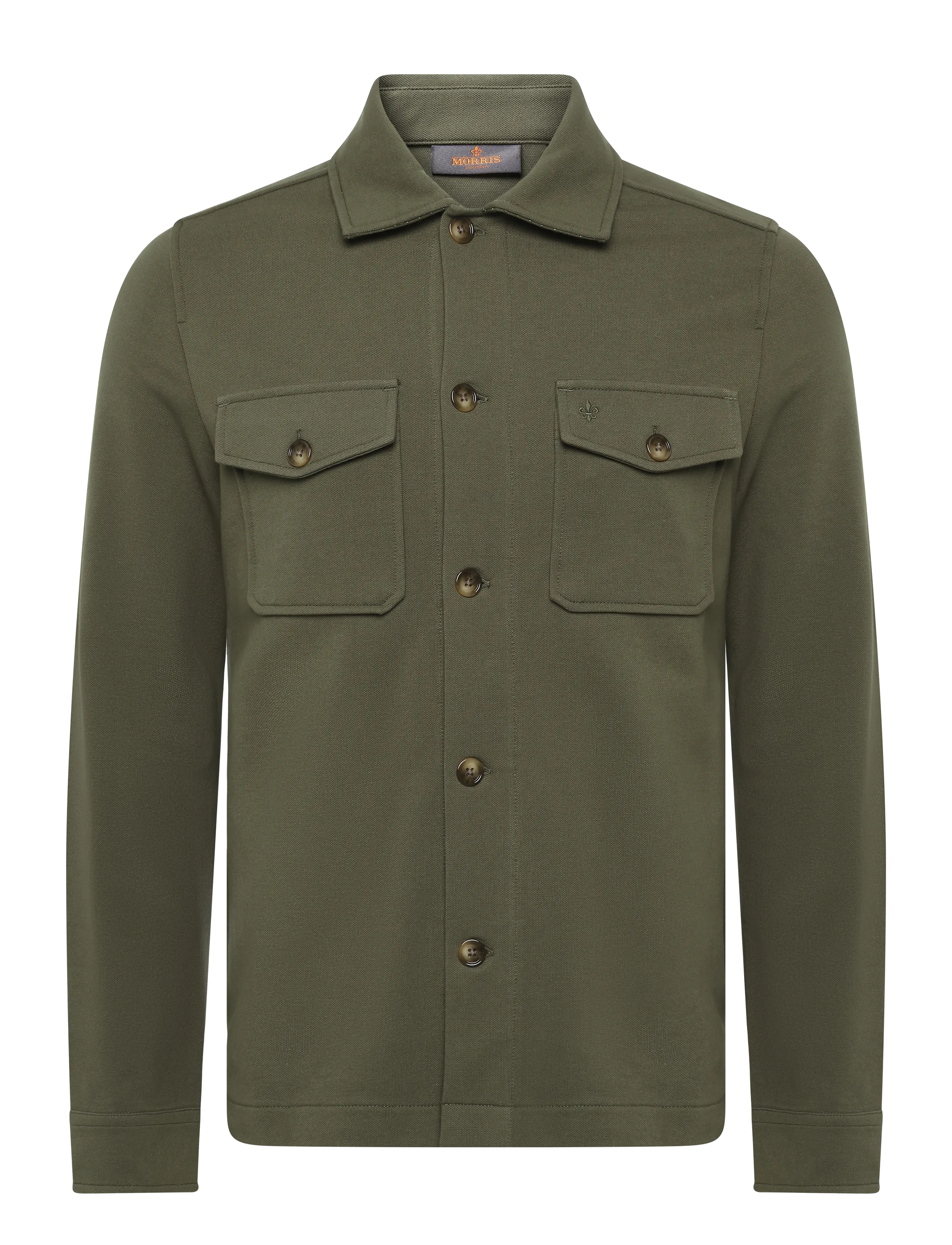 Morris - Andrew Piqué Jersey Overshirt - sügisjoped - olive - 1