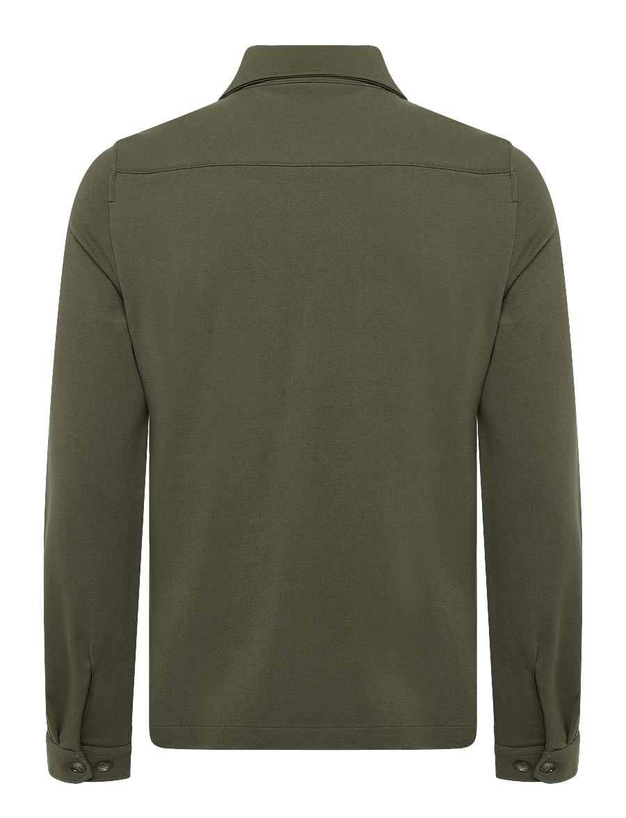 Morris - Andrew Piqué Jersey Overshirt - sügisjoped - olive - 2