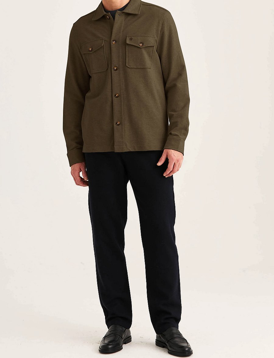 Morris - Andrew Piqué Jersey Overshirt - sügisjoped - olive - 3