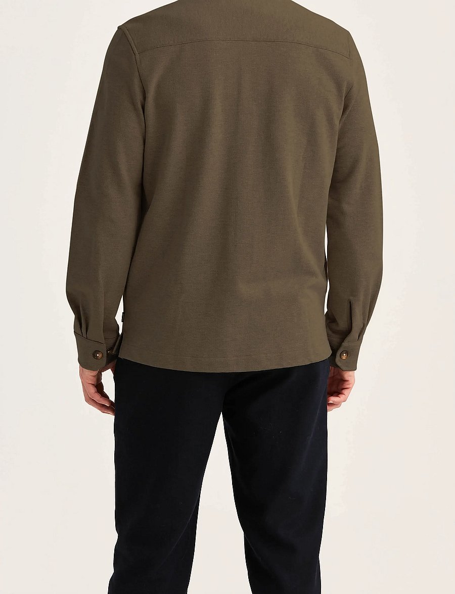 Morris - Andrew Piqué Jersey Overshirt - sügisjoped - olive - 4