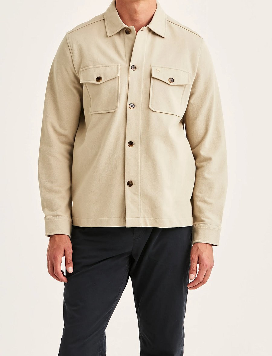 Morris - Andrew Jersey Overshirt - Überhemden - khaki - 0