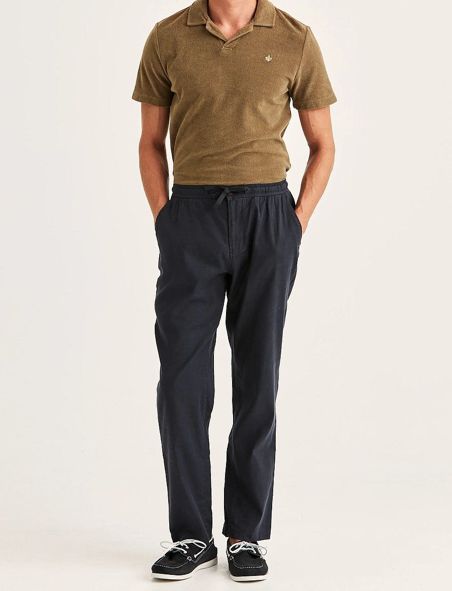 Morris - Fenix Linen Trouser - linnebyxor - blue - 3