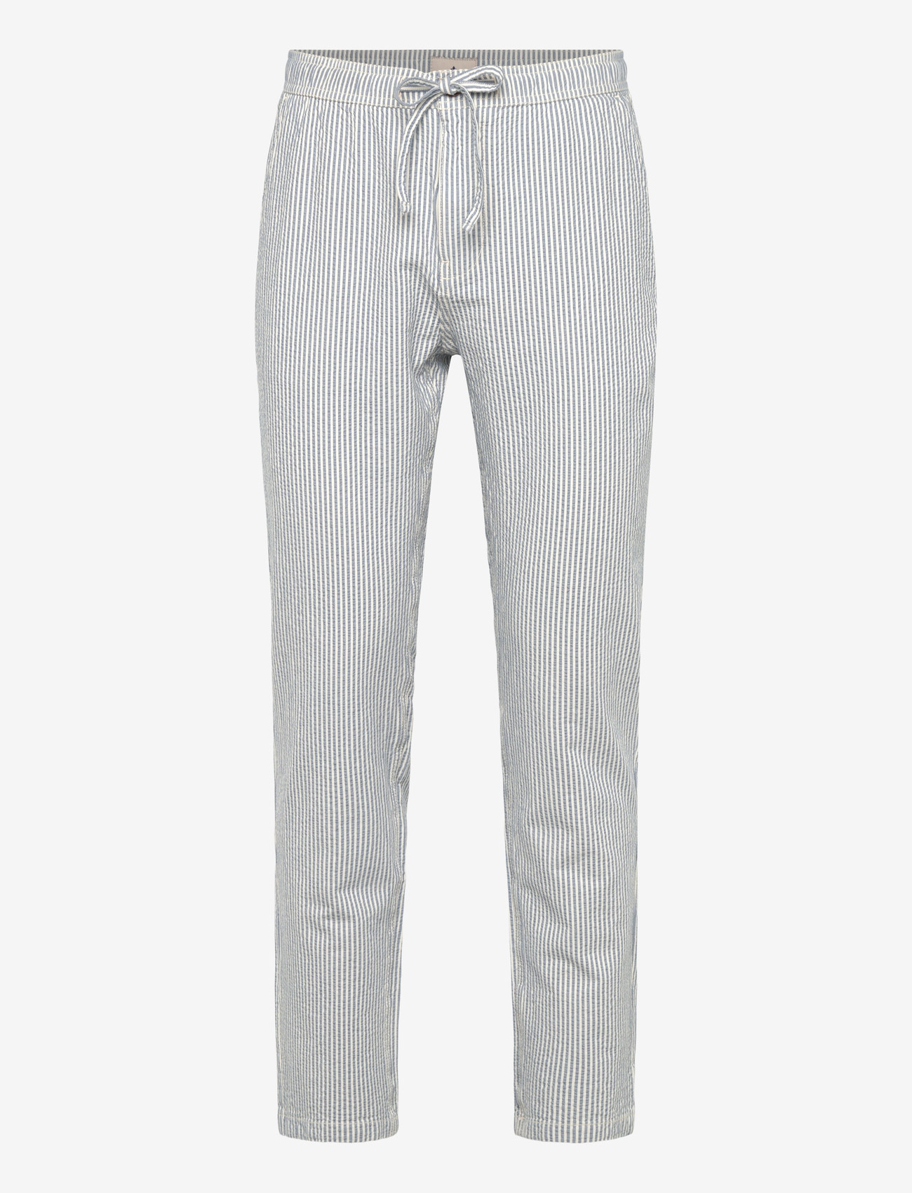 Morris - Fenix Seersucker Trouser - casual trousers - blue - 0