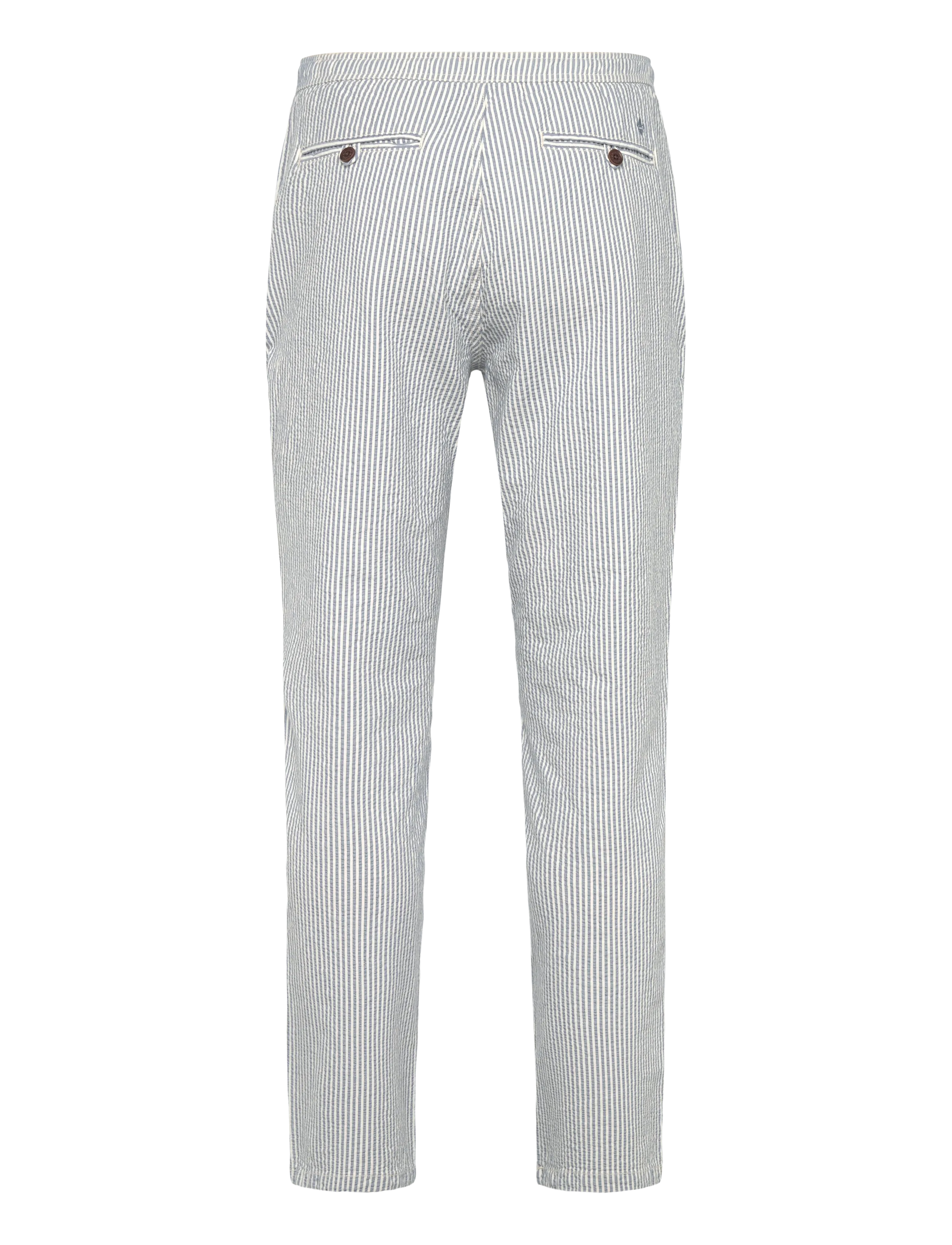 Morris - Fenix Seersucker Trouser - spodnie na co dzień - blue - 2