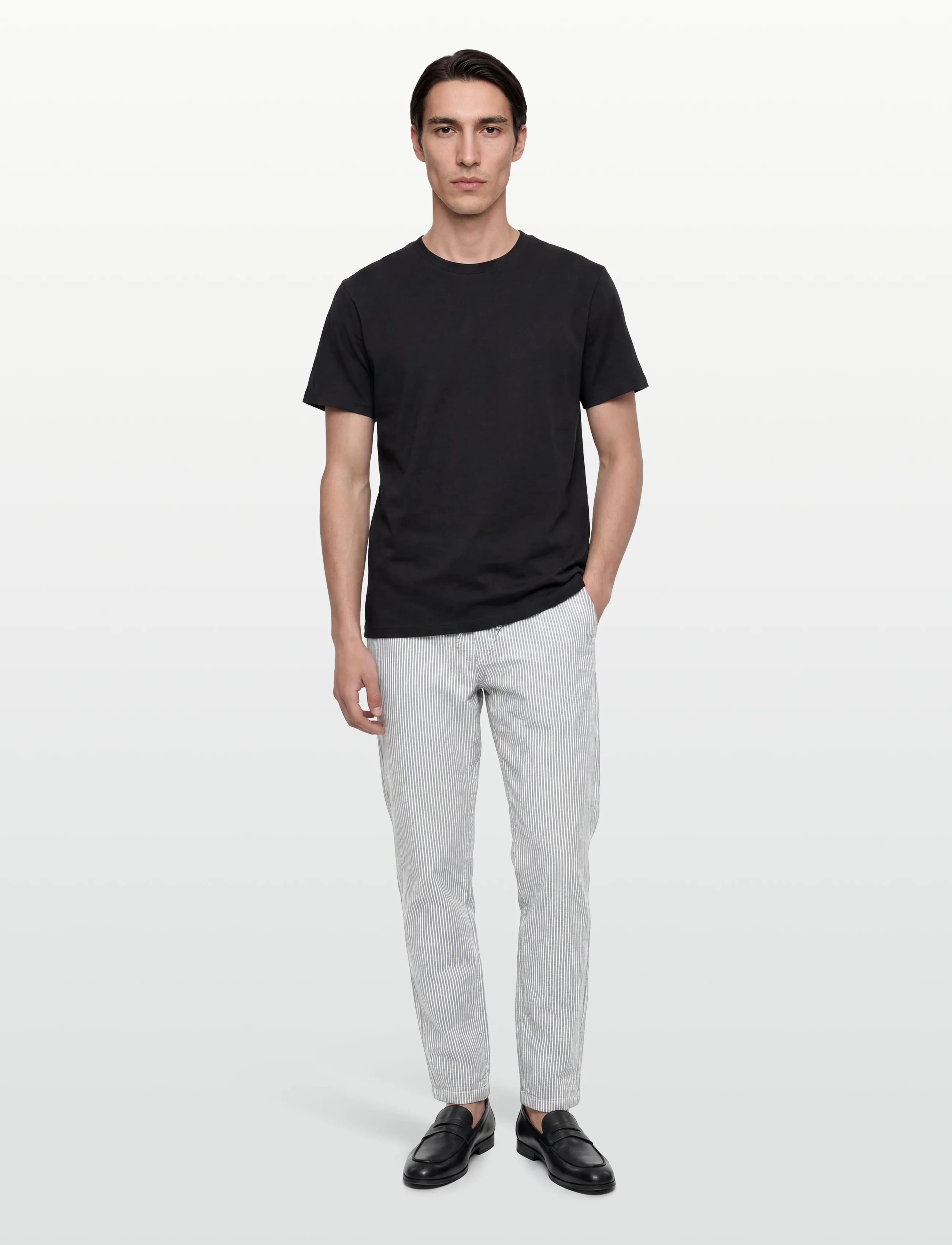 Morris Fenix Seersucker Trouser, L, Blue, Bukser > Afslappet, Herre