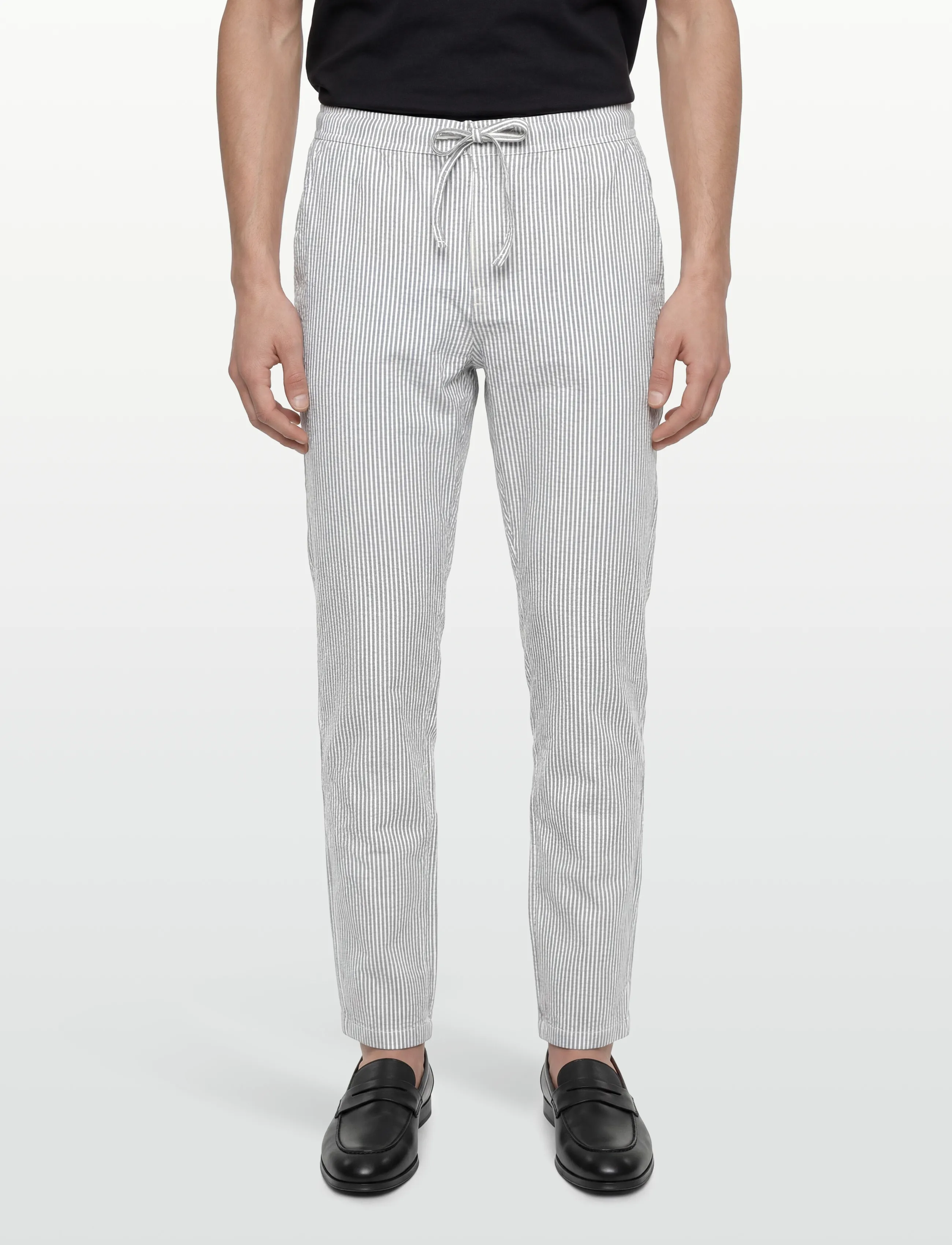 Morris - Fenix Seersucker Trouser - spodnie na co dzień - blue - 3