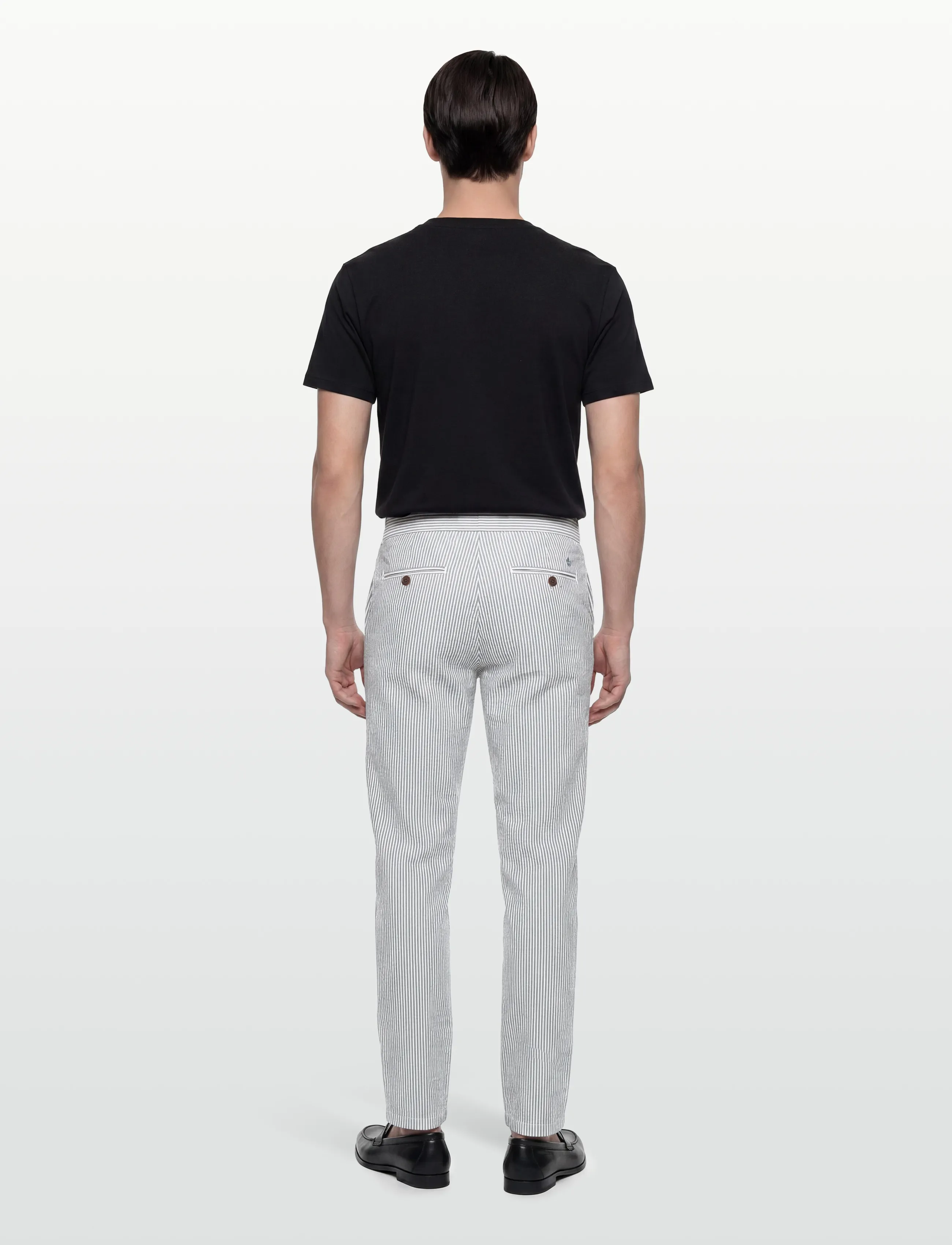 Morris - Fenix Seersucker Trouser - spodnie na co dzień - blue - 4