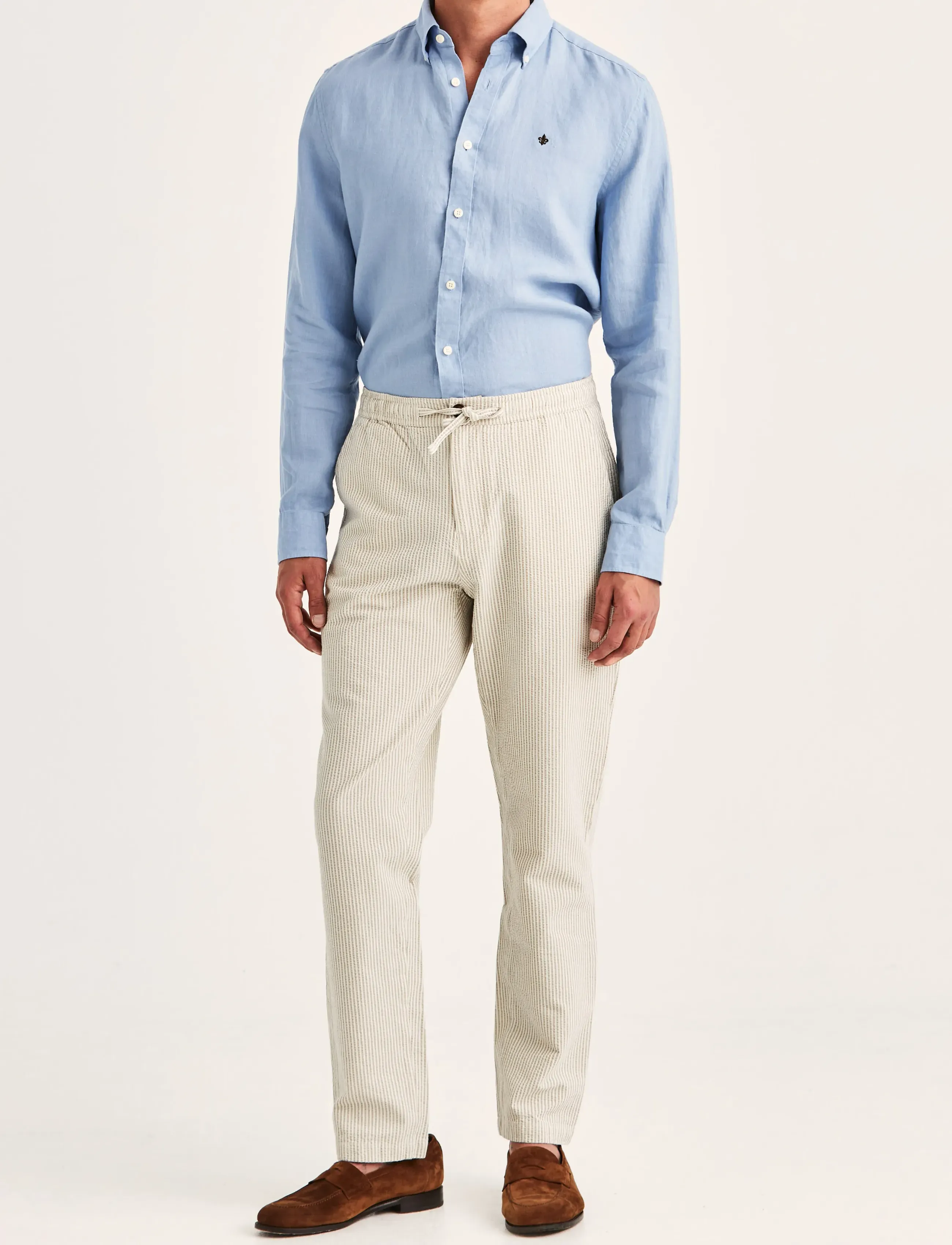 Morris - Fenix Seersucker Trouser - casual - khaki - 3