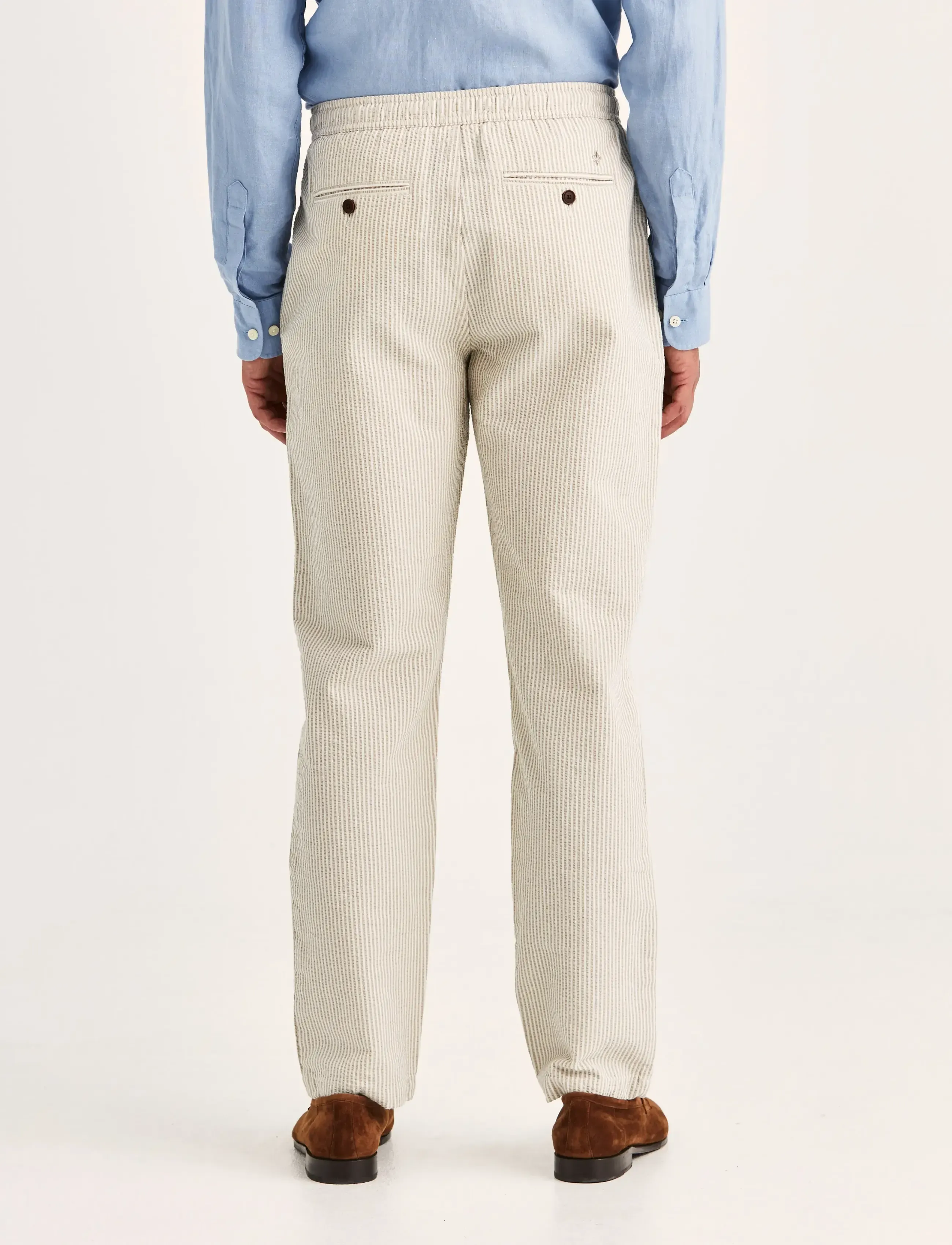 Morris - Fenix Seersucker Trouser - casual - khaki - 4