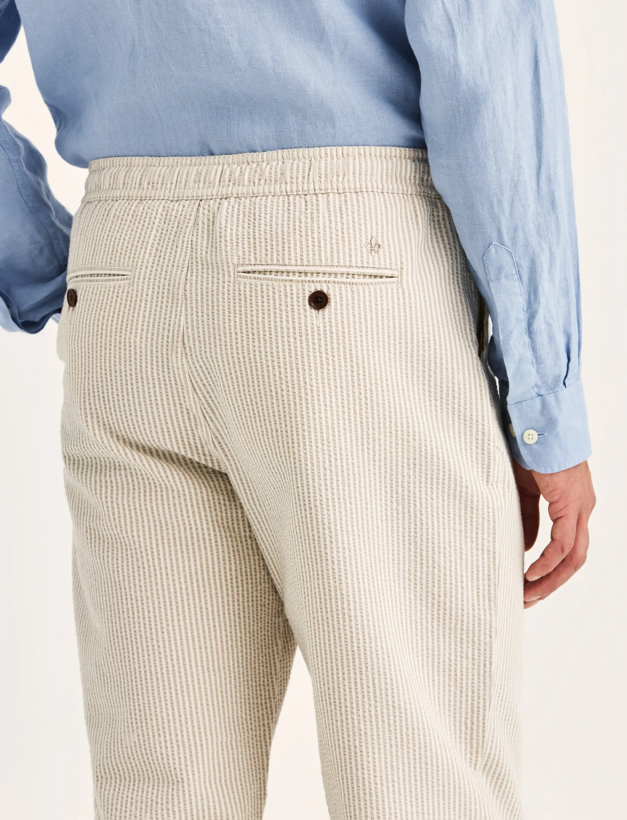 Morris - Fenix Seersucker Trouser - casual - khaki - 5