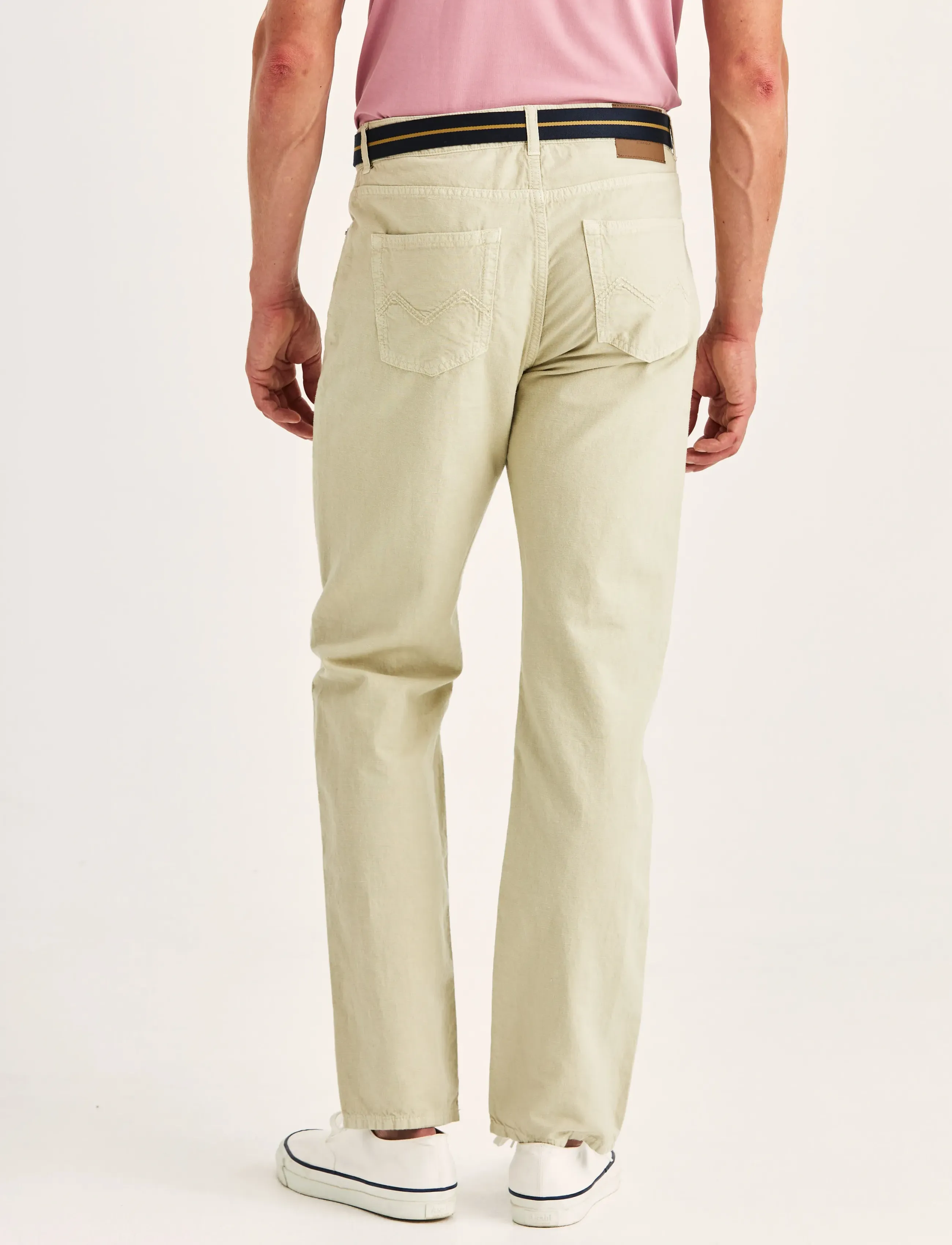 Morris - James Washed Linen 5 Pkt - linen trousers - khaki - 4