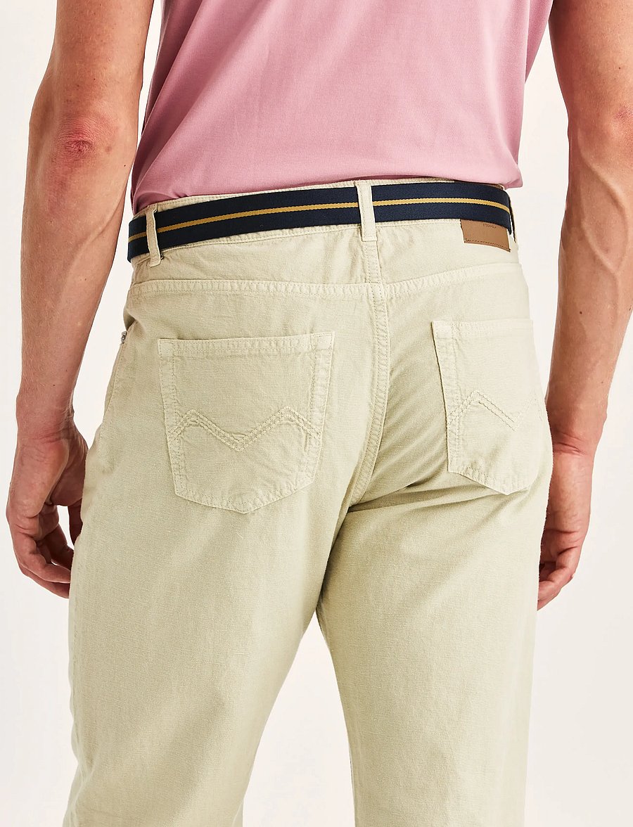 Morris - James Washed Linen 5 Pkt - linen trousers - khaki - 5