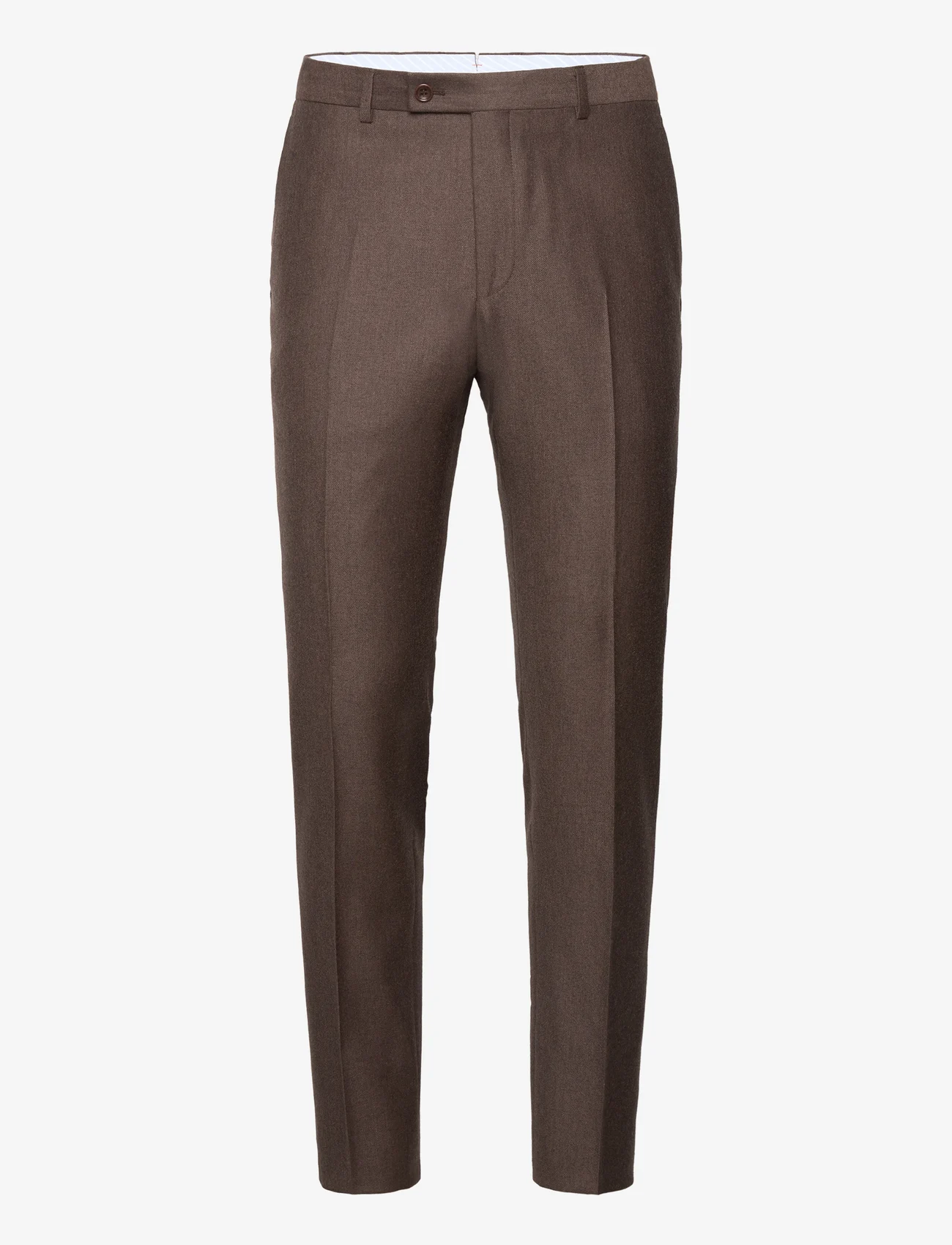 Morris - Bobby Flannel Suit Trouser - jakkesætsbukser - brown - 0