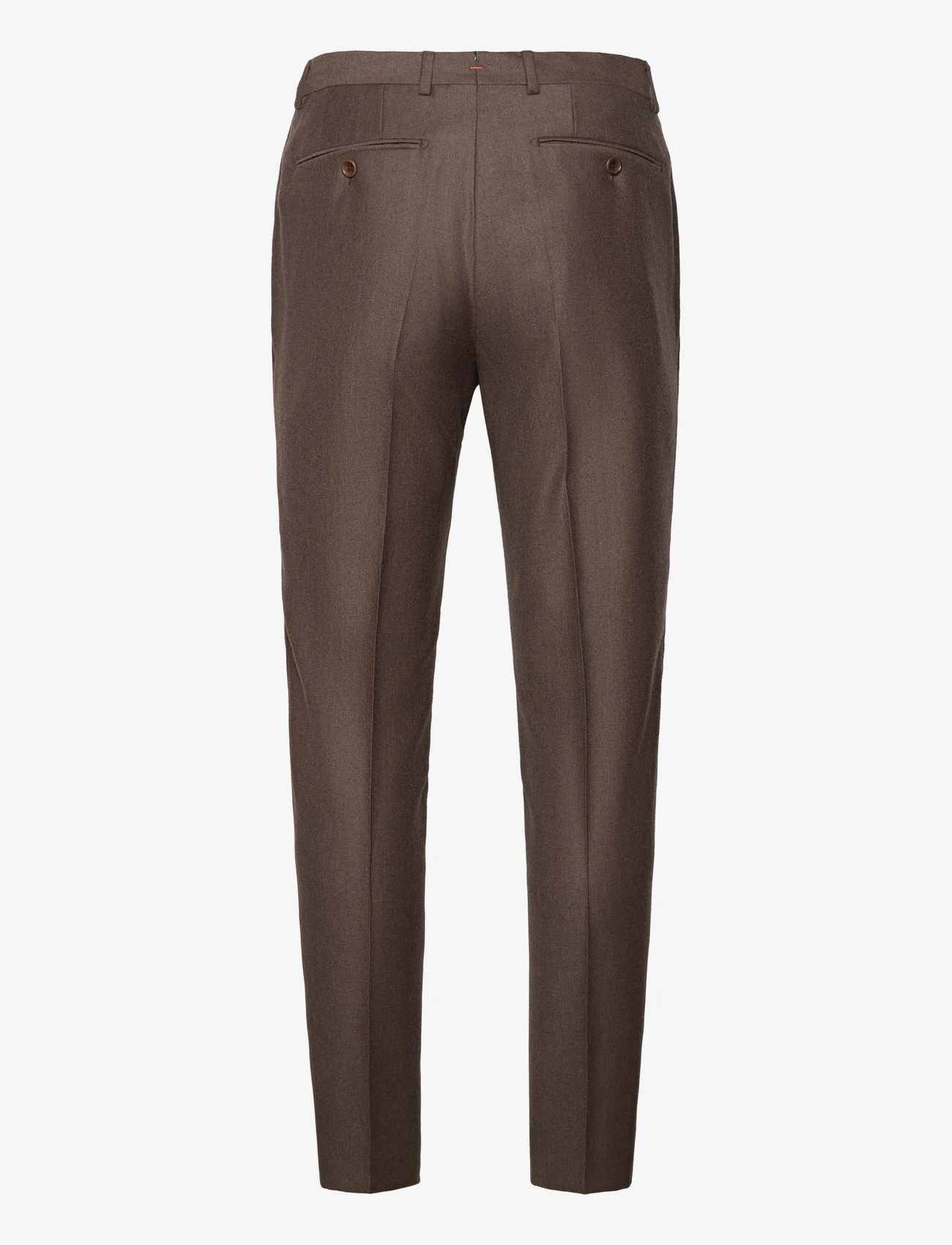 Morris - Bobby Flannel Suit Trouser - jakkesætsbukser - brown - 1