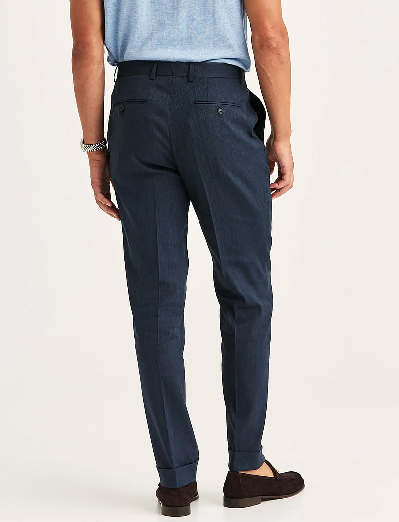 Morris - Morris Linen Suit Trouser - pellavahousut - navy - 4