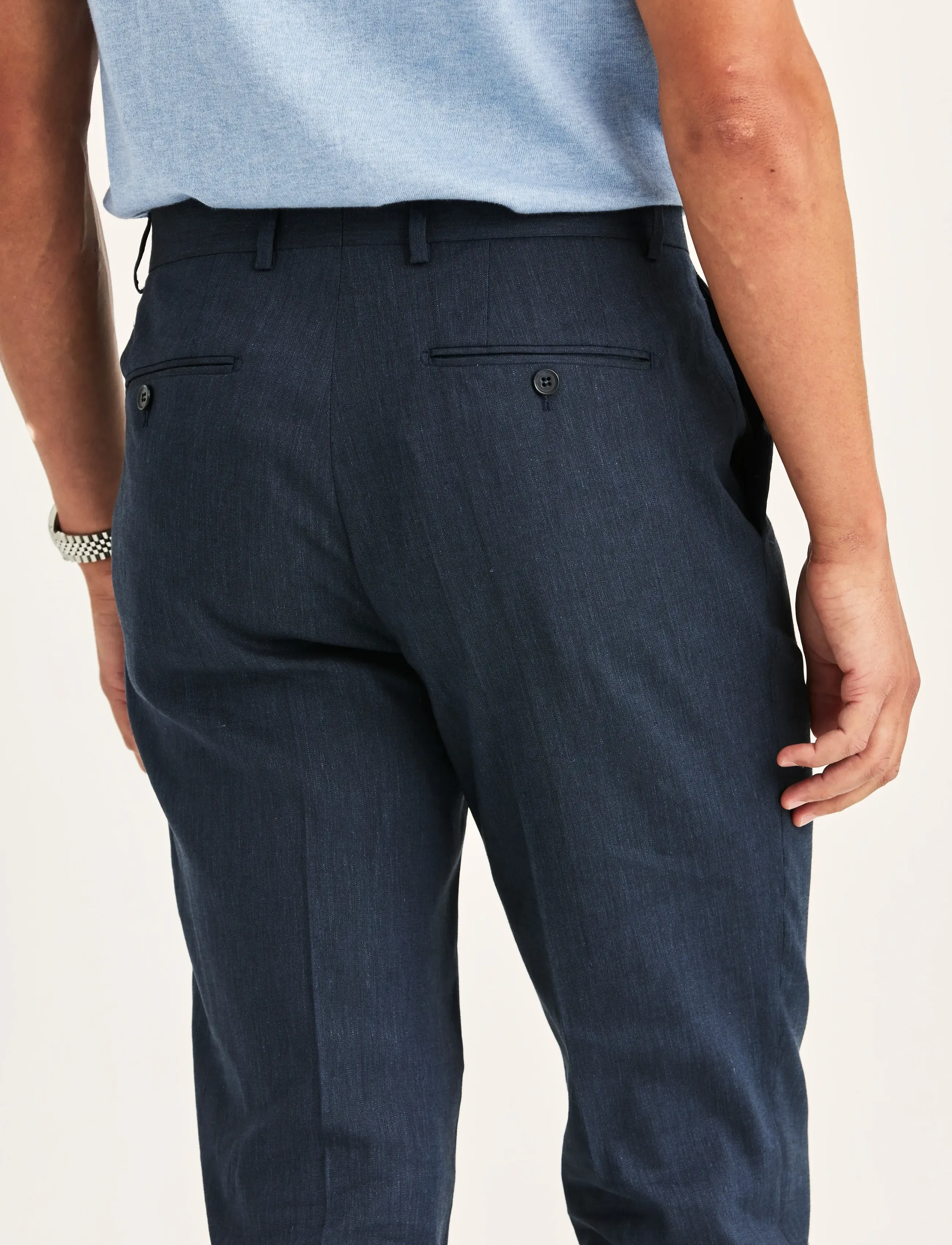 Morris - Morris Linen Suit Trouser - navy - 5