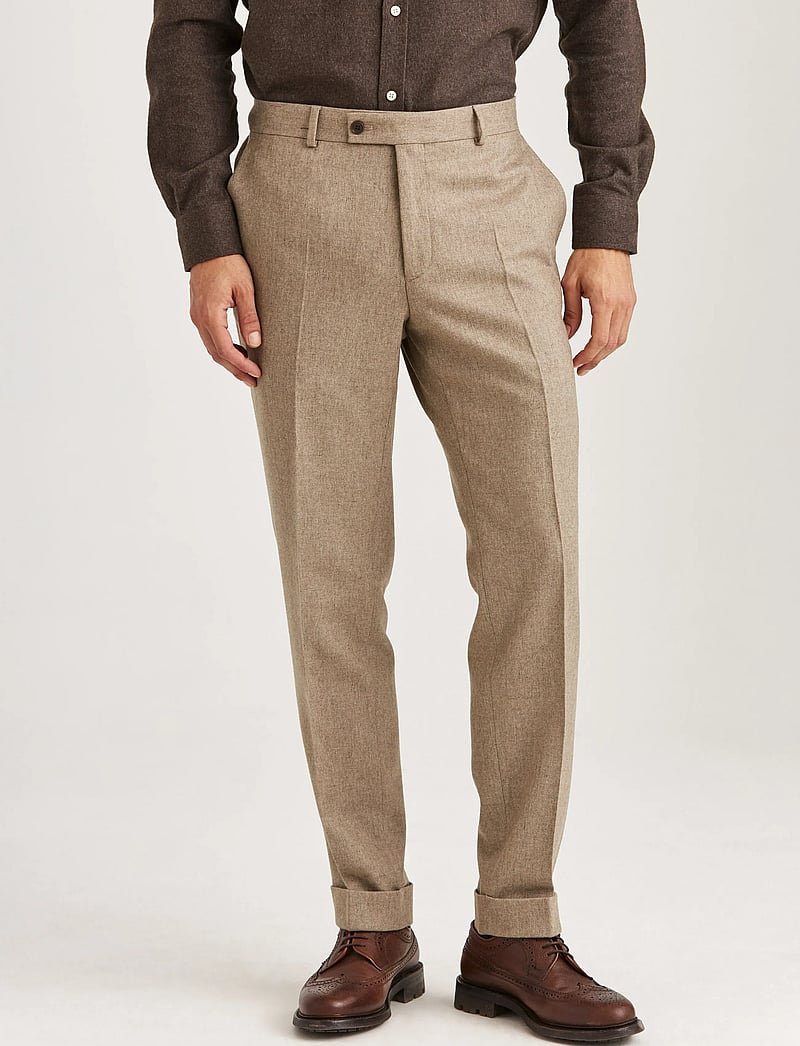 Morris - Jack Flannel Suit Trouser - anzugshosen - khaki - 0