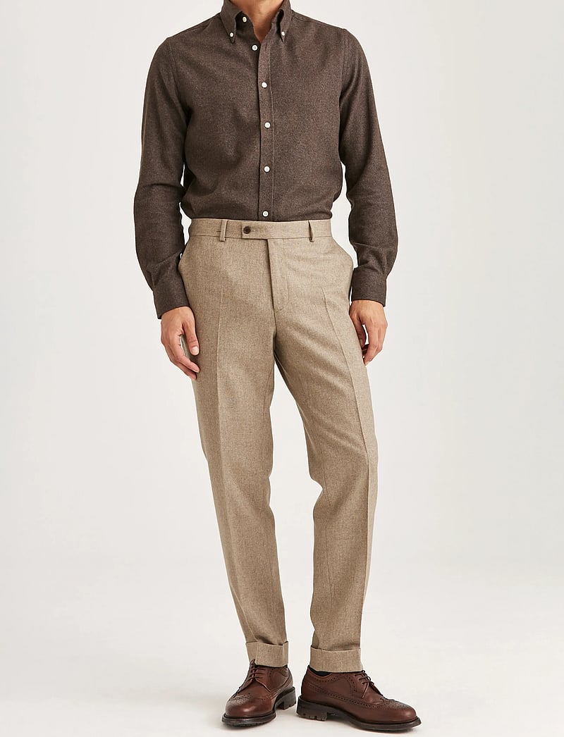 Morris - Jack Flannel Suit Trouser - anzugshosen - khaki - 3