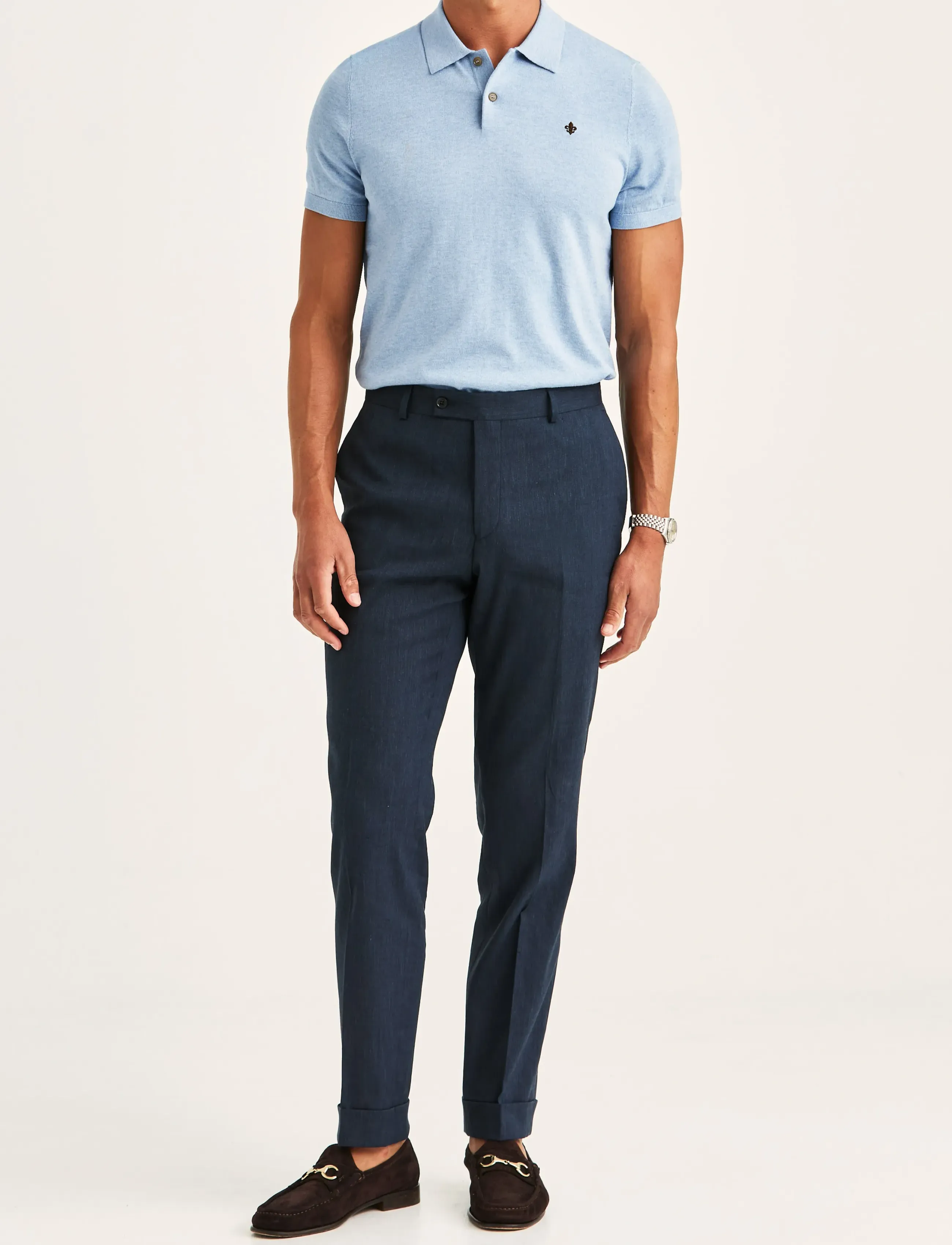 Morris - Jack Linen Suit Trouser - jakkesætbukser i hør - navy - 3