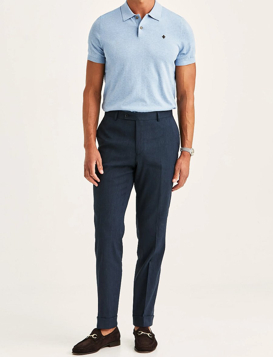 Morris - Jack Linen Suit Trouser - jakkesætbukser i hør - navy - 3