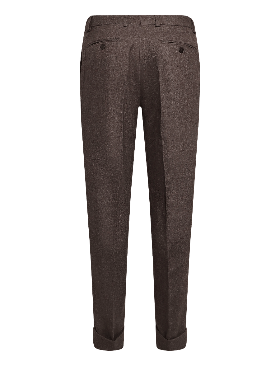Morris - Flannel Suit Trouser - Ülikonnapüksid - brown - 2