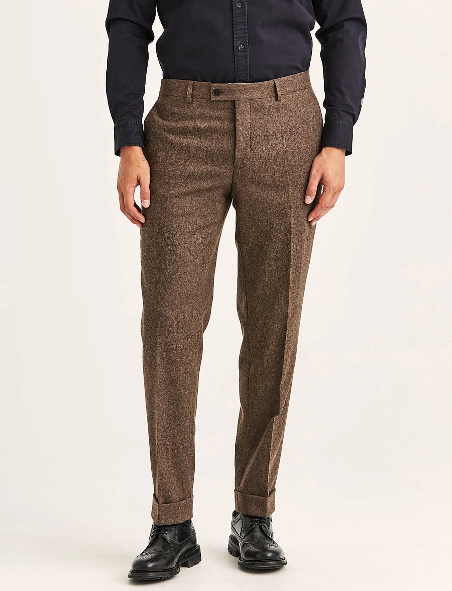 Morris - Flannel Suit Trouser - Ülikonnapüksid - brown - 0