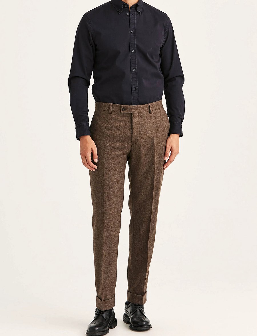 Morris - Flannel Suit Trouser - Ülikonnapüksid - brown - 4