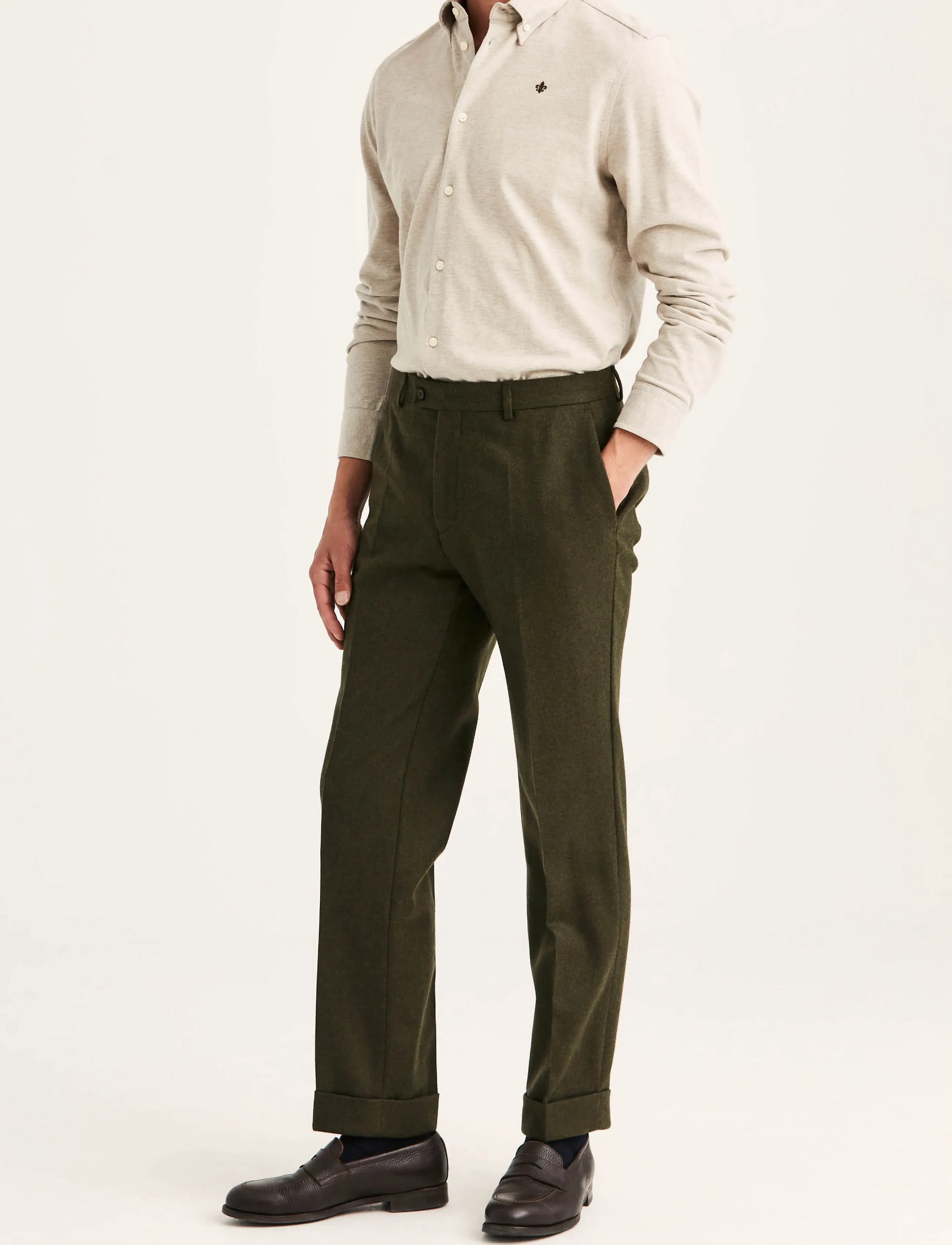 Morris Flannel Suit Trouser - Morris Stockholm - GREEN / green