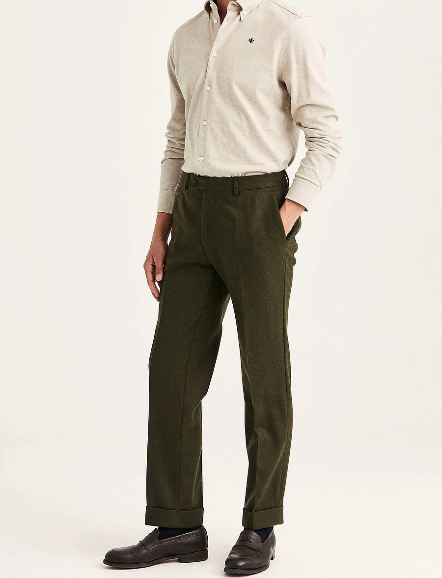 Morris - Flannel Suit Trouser - Ülikonnapüksid - green - 0