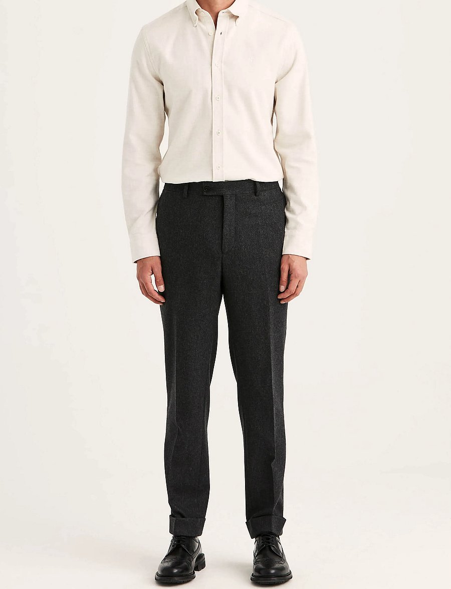 Morris - Flannel Suit Trouser - anzugshosen - grey - 0
