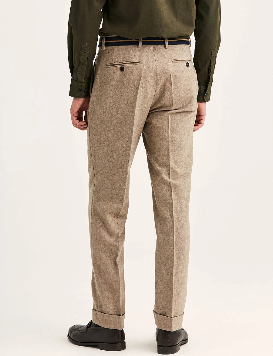 Morris - Flannel Suit Trouser - anzugshosen - khaki - 0